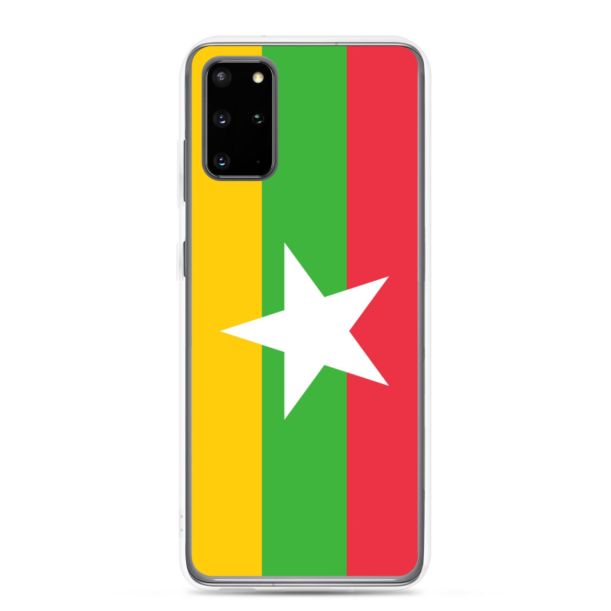 Coque de téléphone avec le drapeau de la Birmanie, en TPU flexible, offrant une protection élégante et durable.