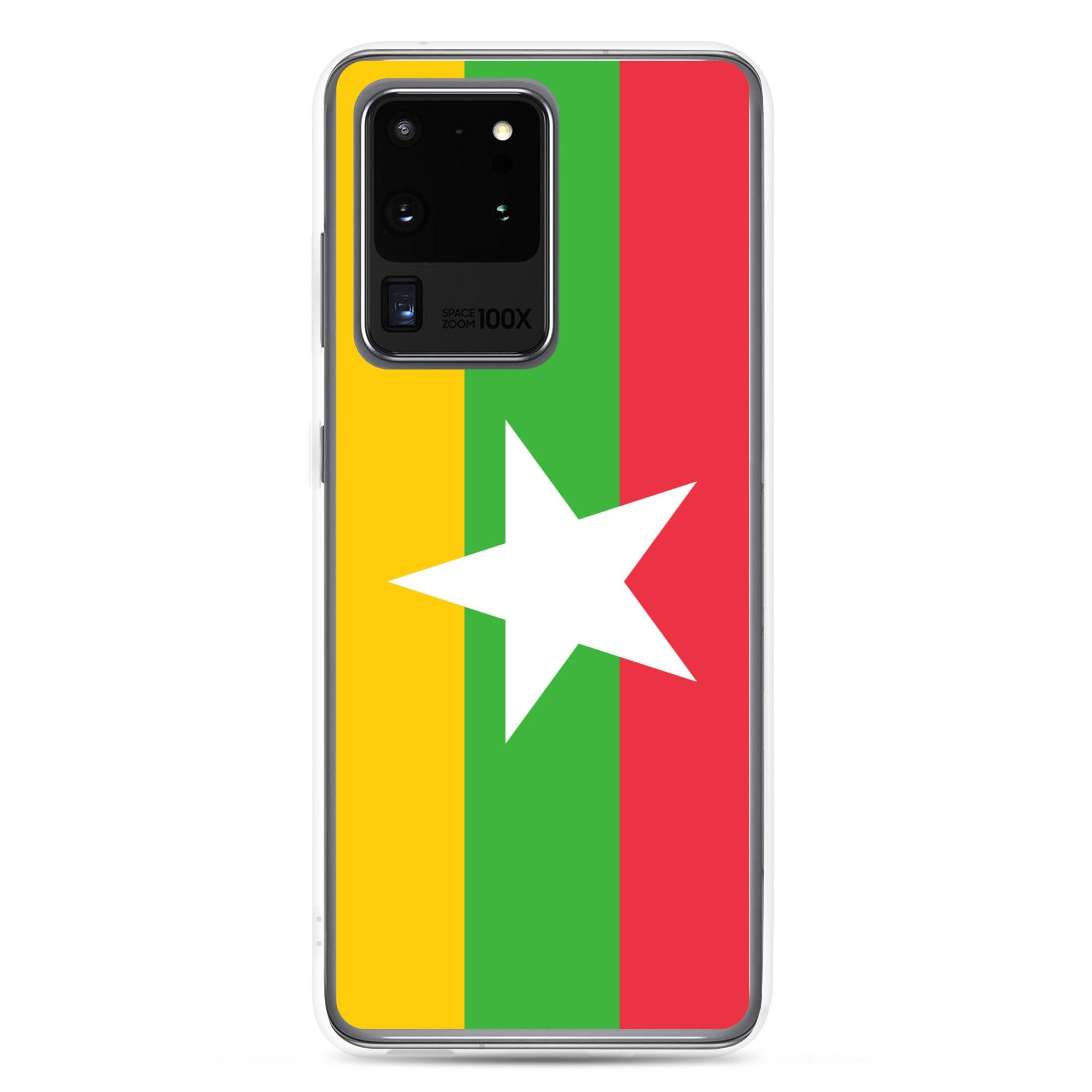 Coque de téléphone avec le drapeau de la Birmanie, en TPU flexible, offrant une protection élégante et durable.