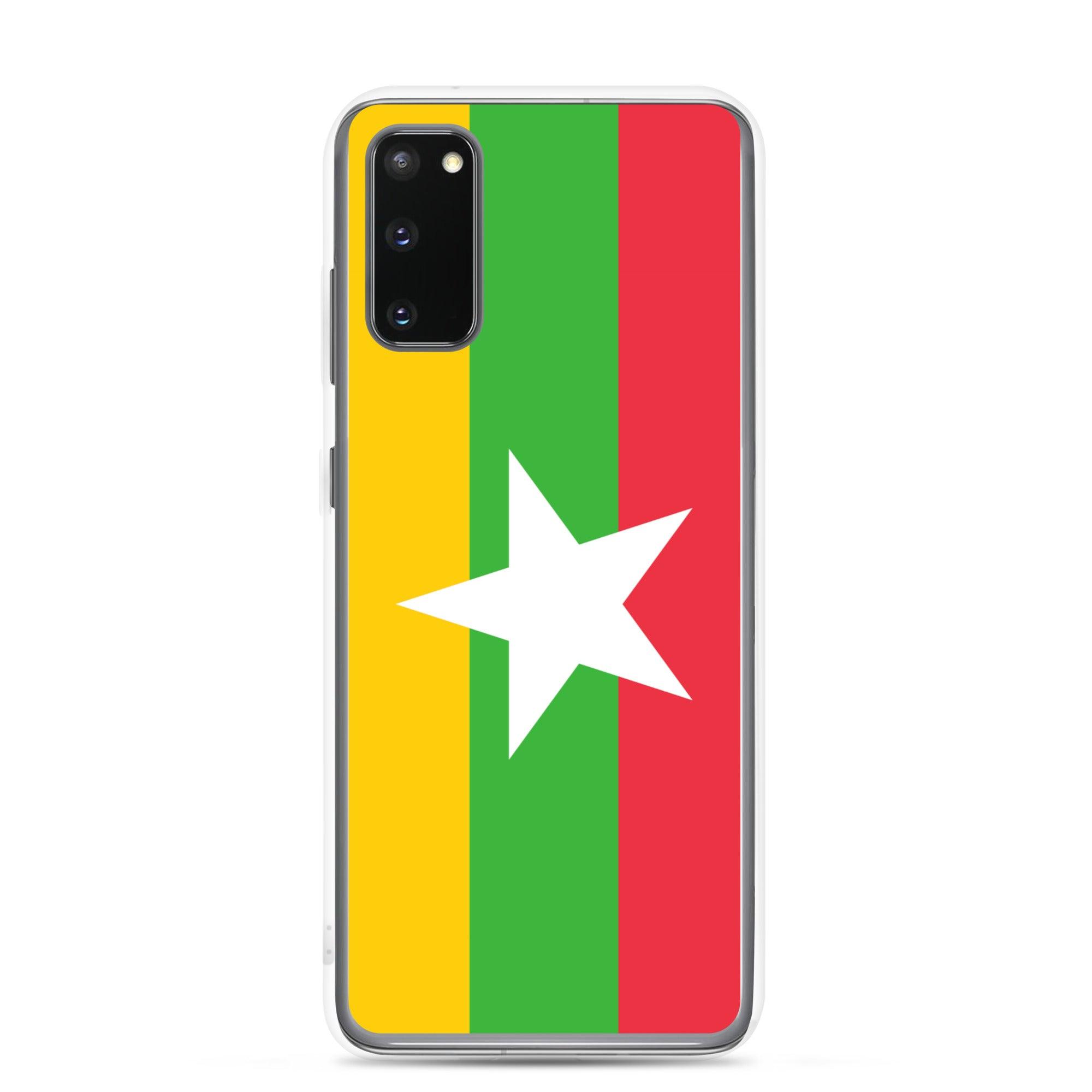 Coque de téléphone avec le drapeau de la Birmanie, en TPU flexible, offrant une protection élégante et durable.
