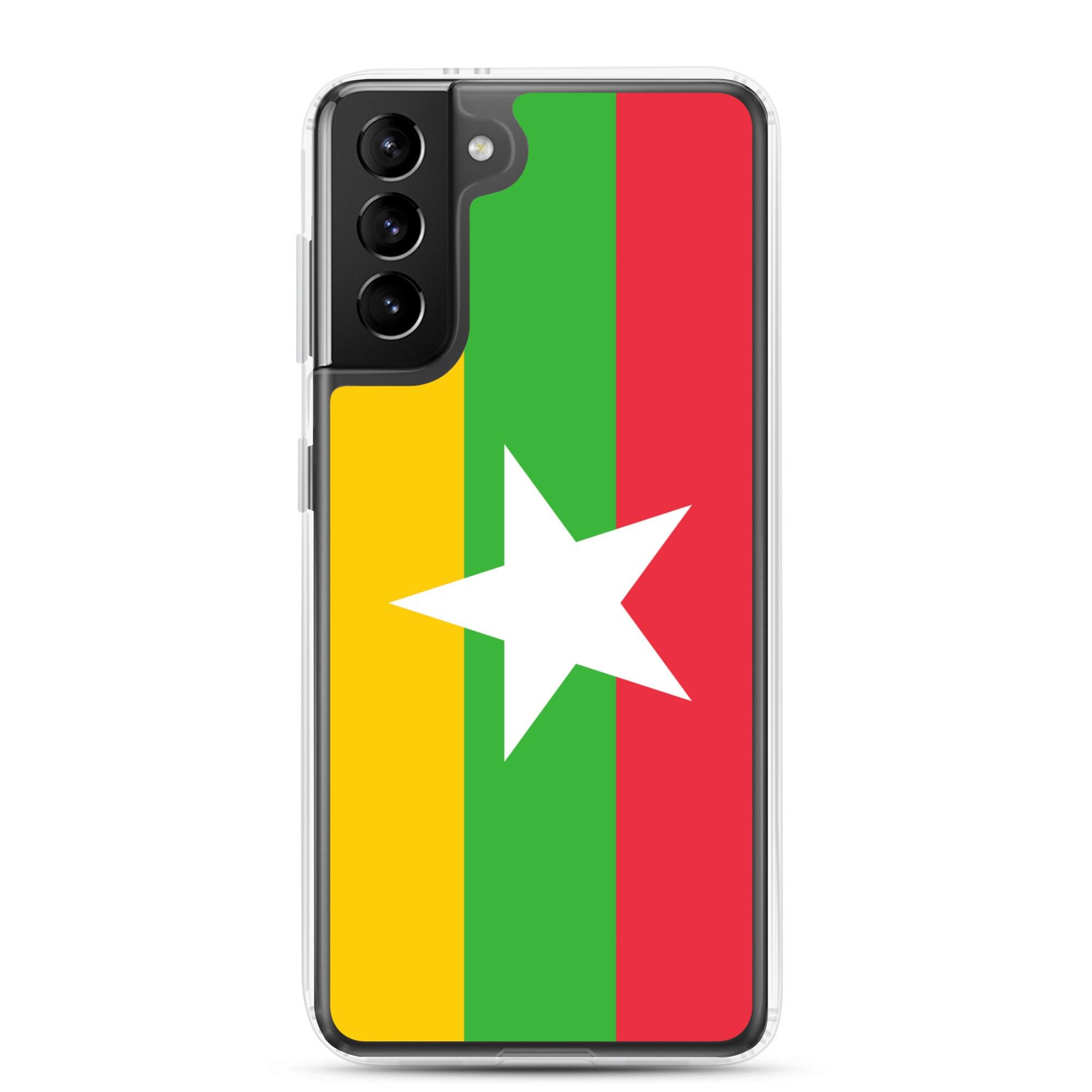 Coque de téléphone avec le drapeau de la Birmanie, en TPU flexible, offrant une protection élégante et durable.