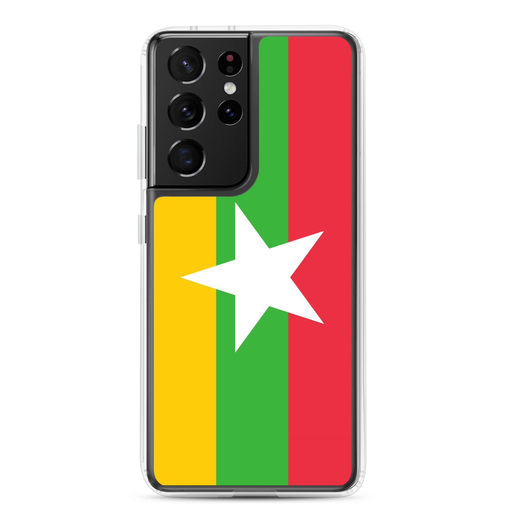 Coque de téléphone avec le drapeau de la Birmanie, en TPU flexible, offrant une protection élégante et durable.