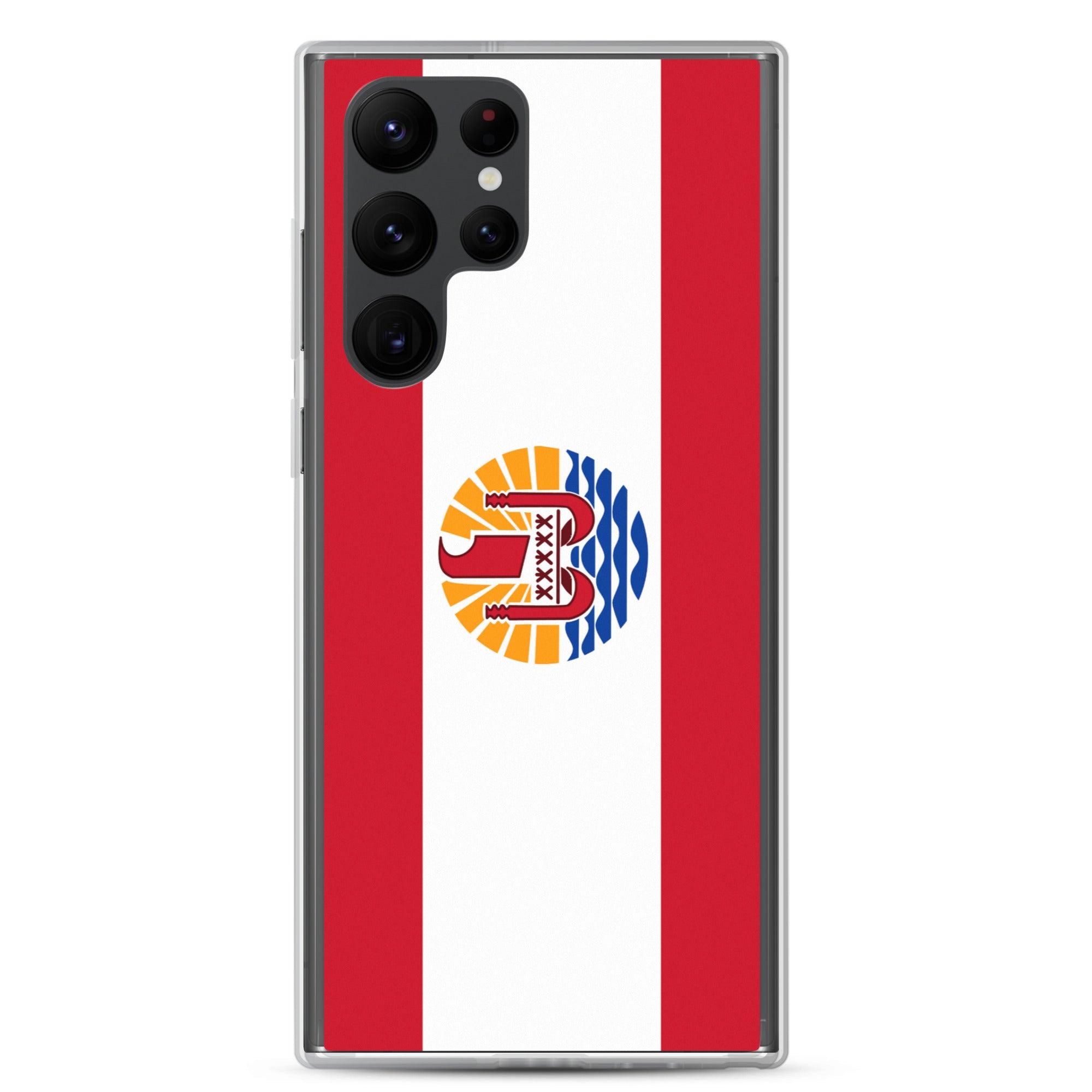 Coque de téléphone avec le drapeau de la Polynésie française, en TPU flexible, offrant une protection élégante et durable.