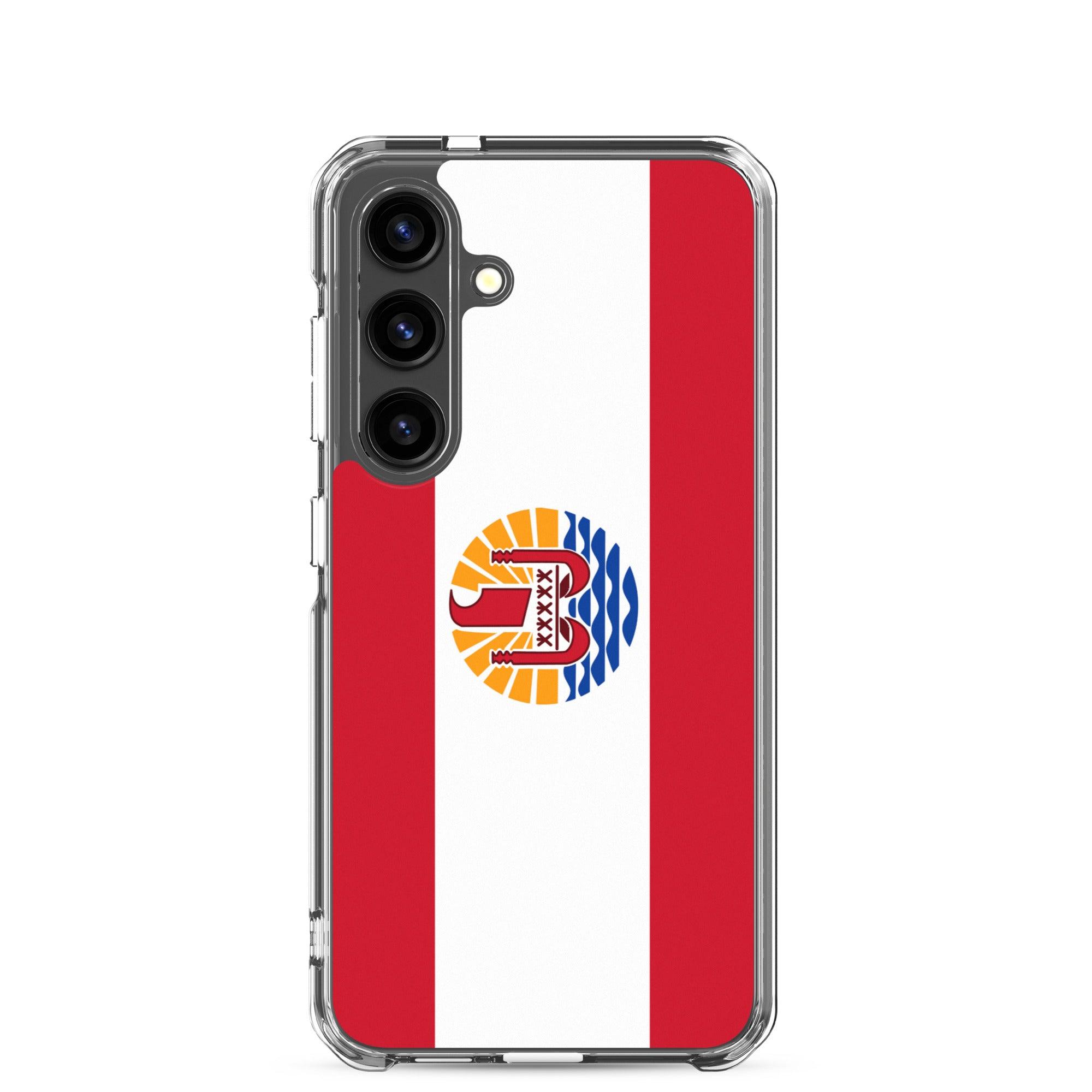 Coque de téléphone avec le drapeau de la Polynésie française, en TPU flexible, offrant une protection élégante et durable.