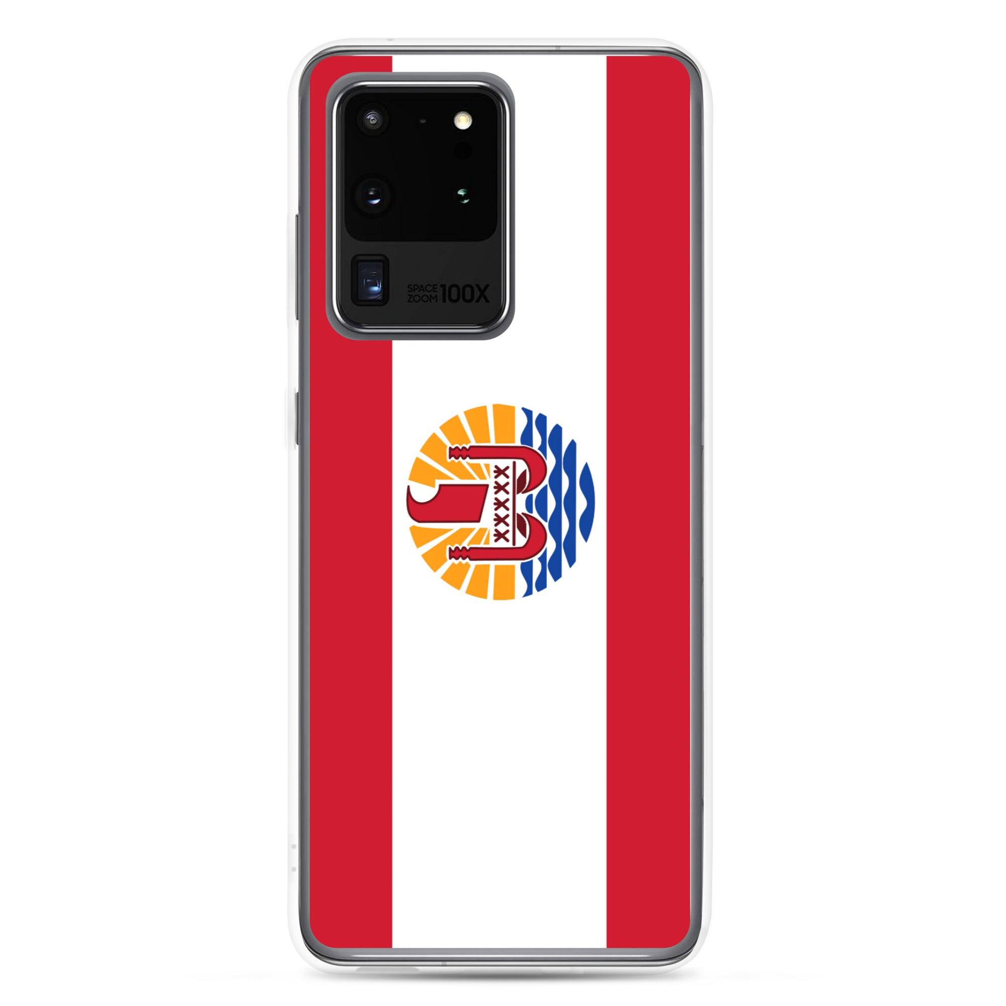 Coque de téléphone avec le drapeau de la Polynésie française, en TPU flexible, offrant une protection élégante et durable.