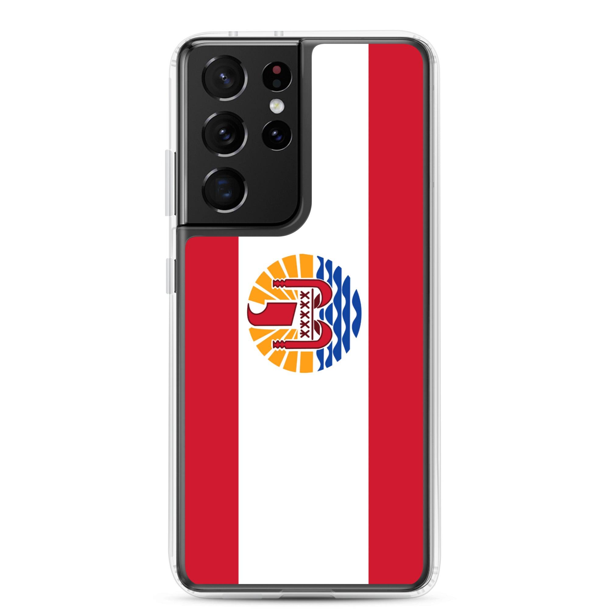 Coque de téléphone avec le drapeau de la Polynésie française, en TPU flexible, offrant une protection élégante et durable.