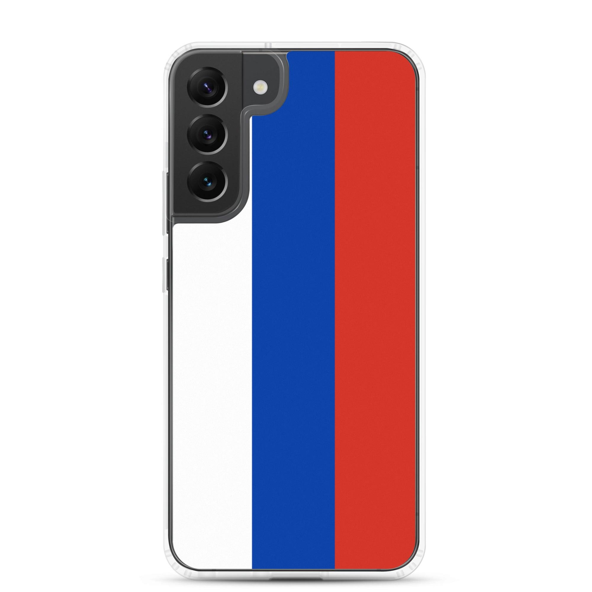 Coque de téléphone avec le drapeau de la Russie, fabriquée en TPU, offrant une protection élégante et durable.