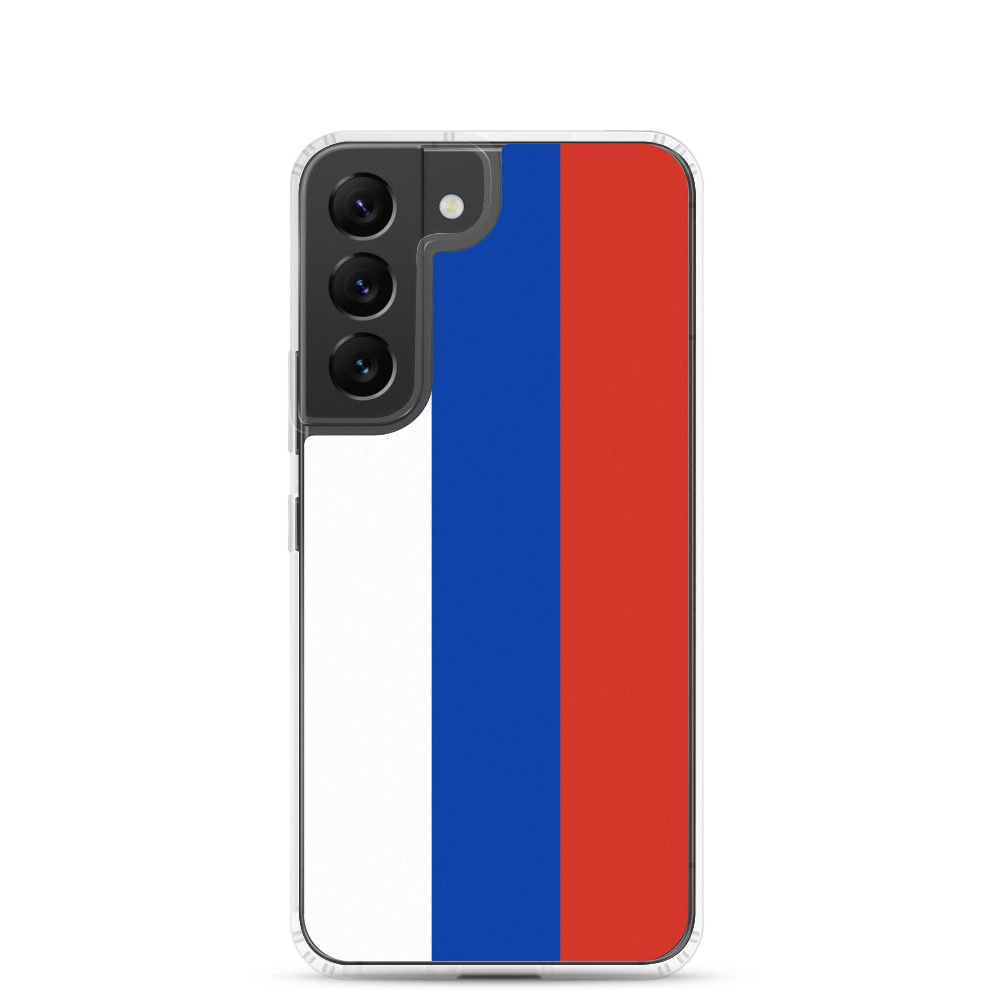Coque de téléphone avec le drapeau de la Russie, fabriquée en TPU, offrant une protection élégante et durable.