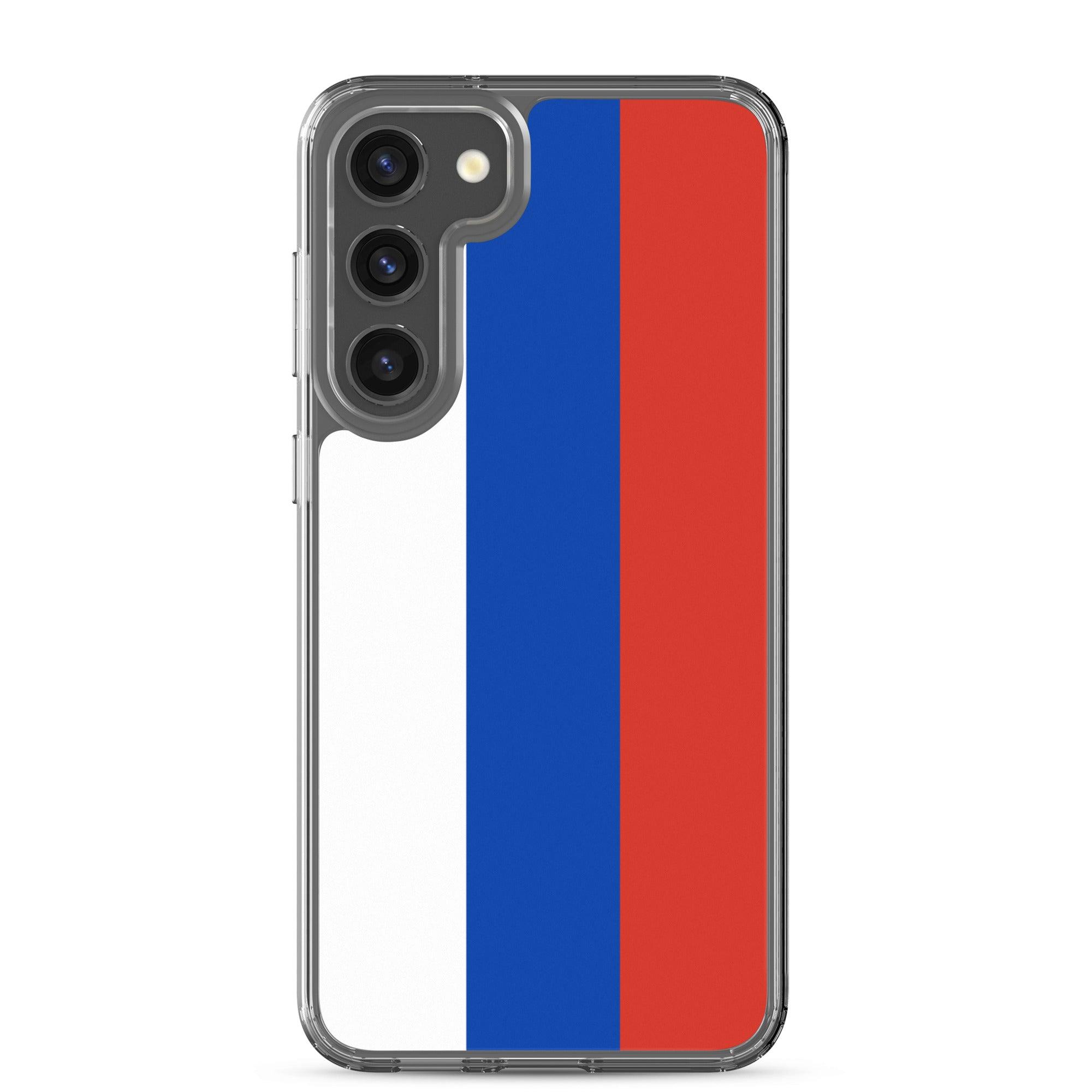 Coque de téléphone avec le drapeau de la Russie, fabriquée en TPU, offrant une protection élégante et durable.