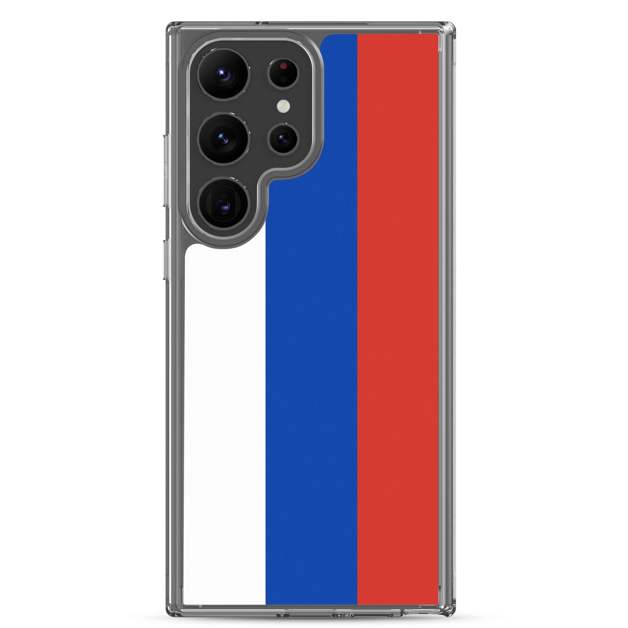 Coque de téléphone avec le drapeau de la Russie, fabriquée en TPU, offrant une protection élégante et durable.
