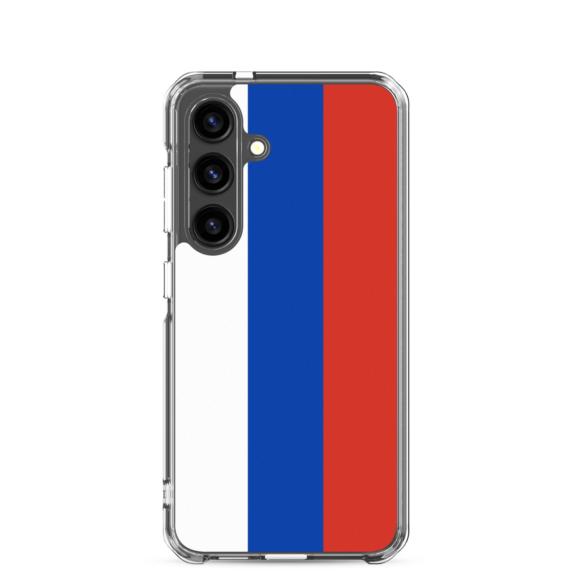 Coque de téléphone avec le drapeau de la Russie, fabriquée en TPU, offrant une protection élégante et durable.