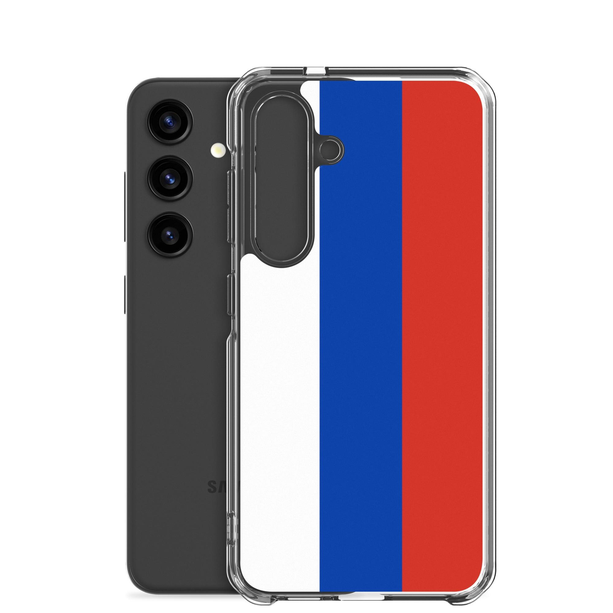Coque de téléphone avec le drapeau de la Russie, fabriquée en TPU, offrant une protection élégante et durable.