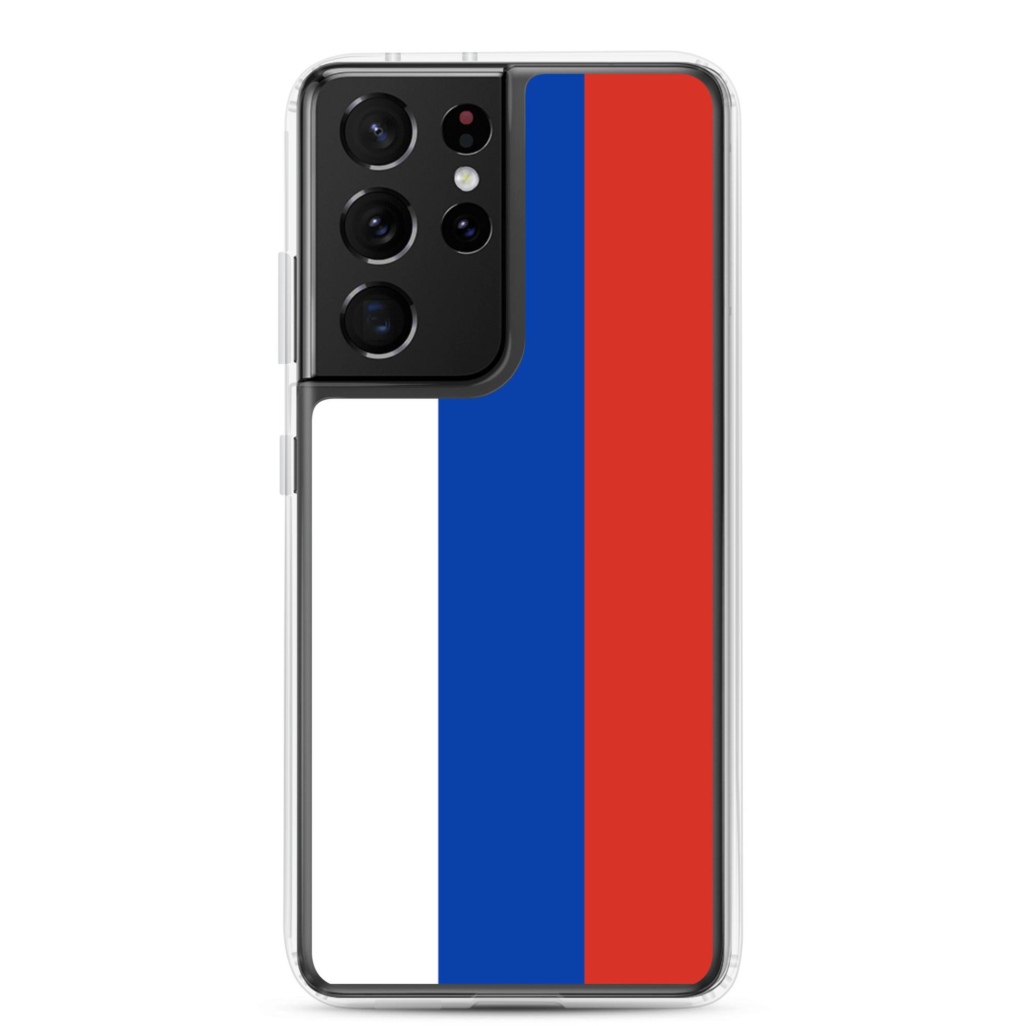 Coque de téléphone avec le drapeau de la Russie, fabriquée en TPU, offrant une protection élégante et durable.