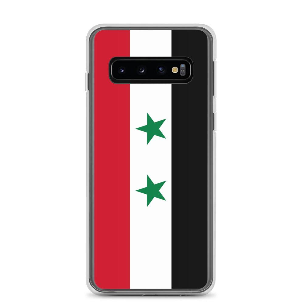 Coque de téléphone avec le drapeau de la Syrie, en TPU, offrant une protection et un design élégant.