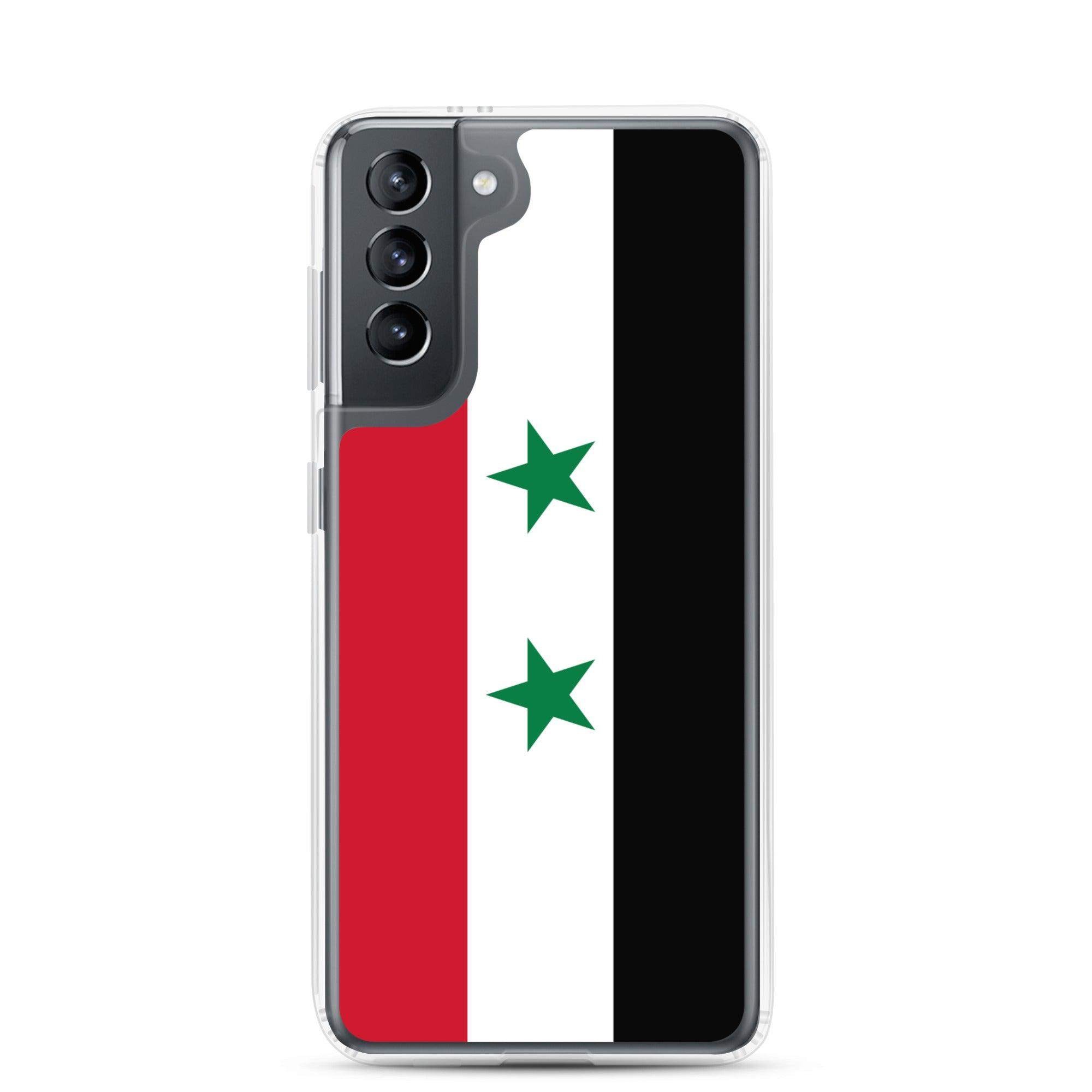 Coque de téléphone avec le drapeau de la Syrie, en TPU, offrant une protection et un design élégant.