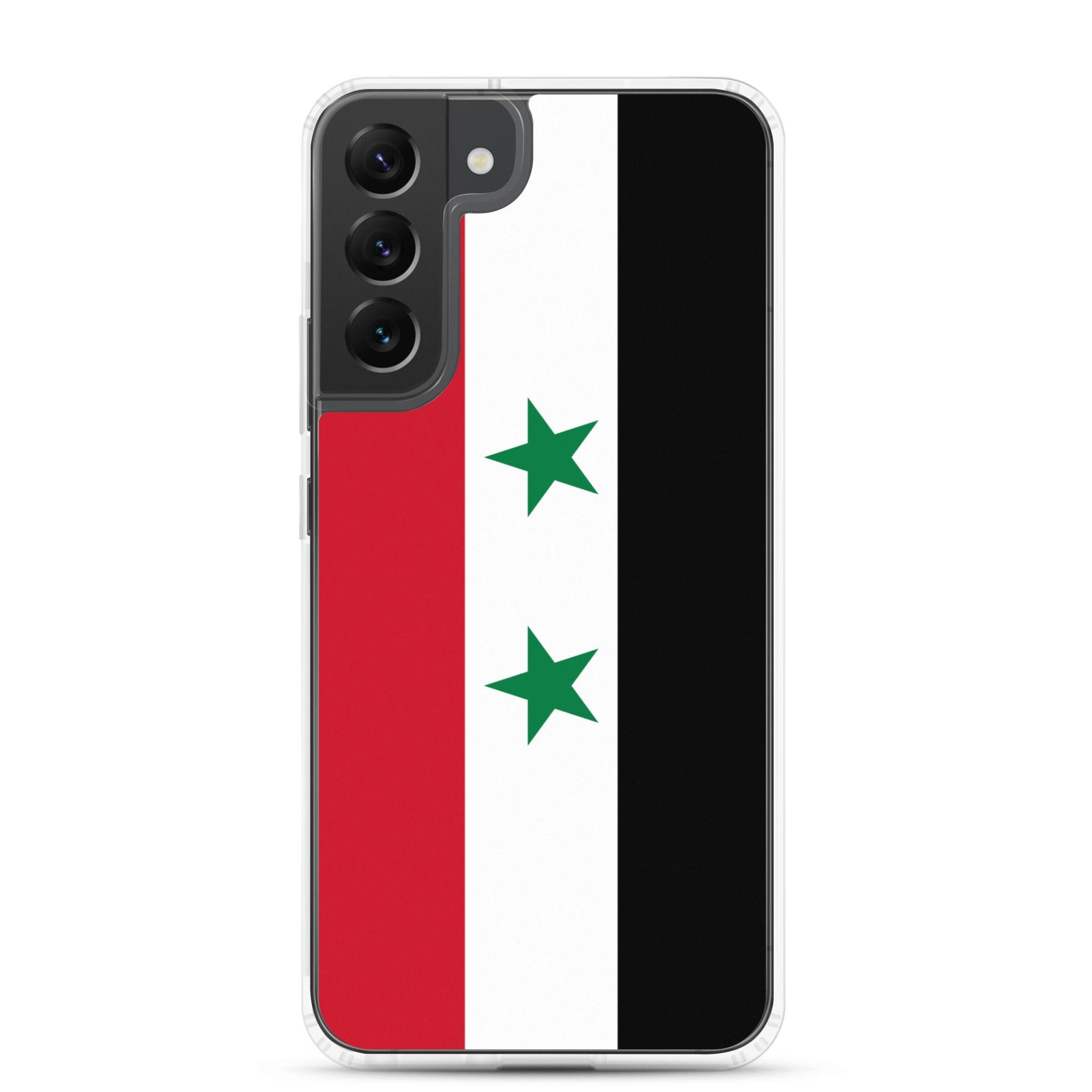 Coque de téléphone avec le drapeau de la Syrie, en TPU, offrant une protection et un design élégant.