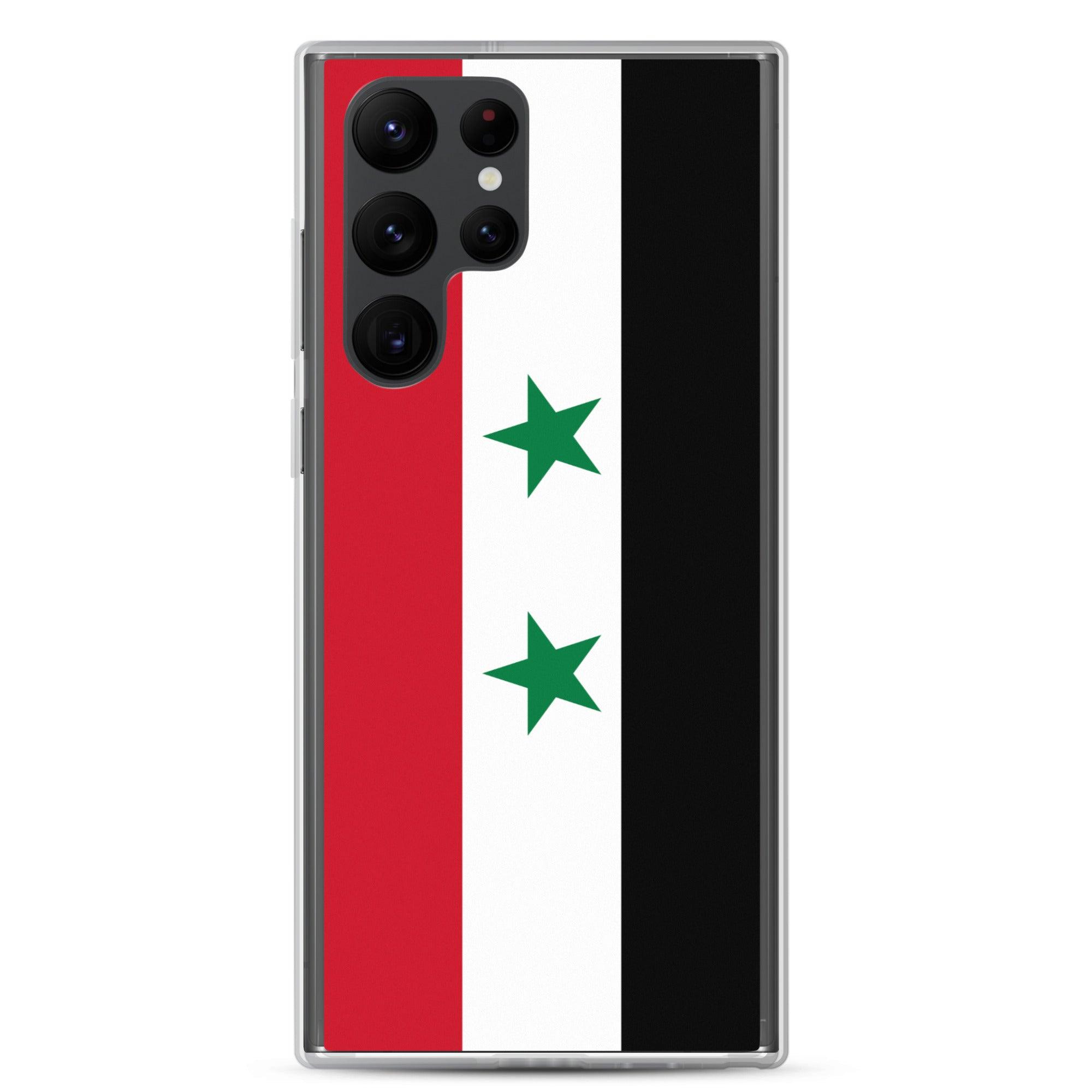Coque de téléphone avec le drapeau de la Syrie, en TPU, offrant une protection et un design élégant.