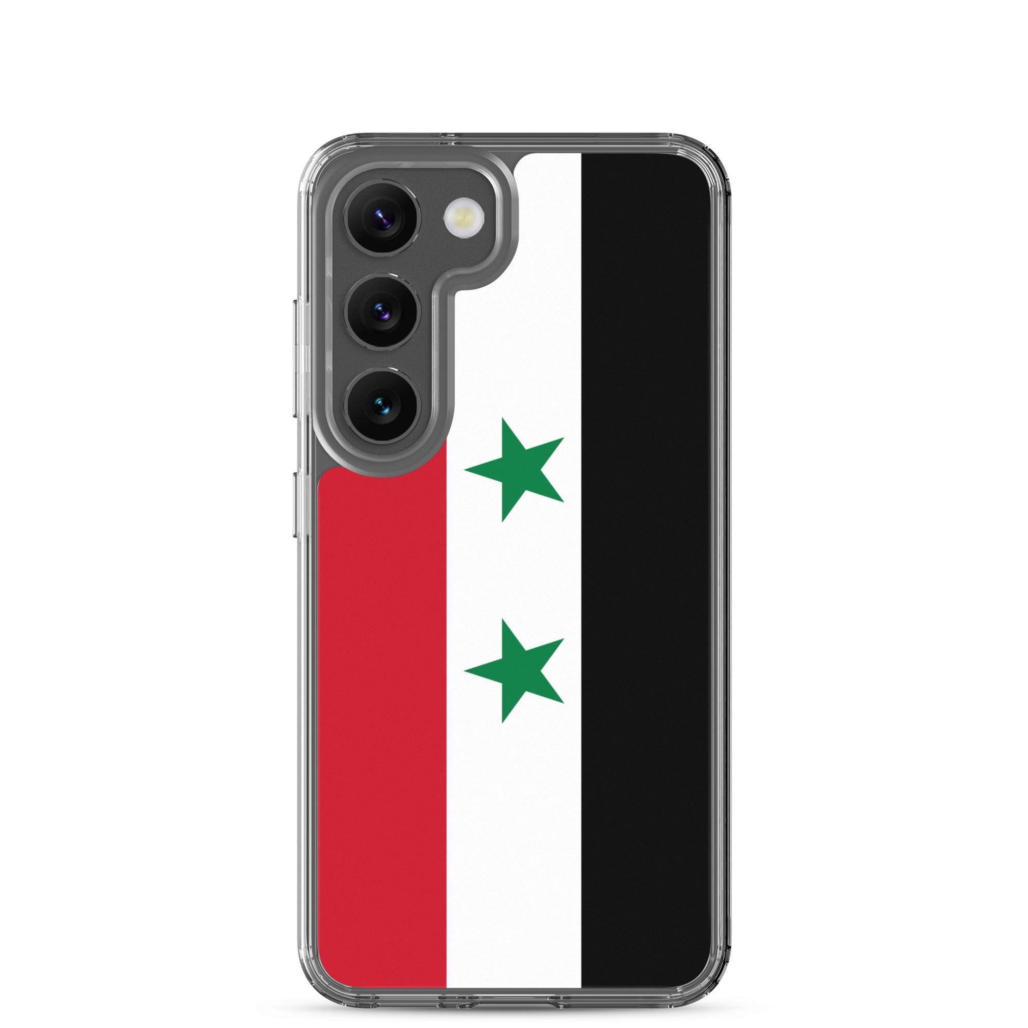 Coque de téléphone avec le drapeau de la Syrie, en TPU, offrant une protection et un design élégant.