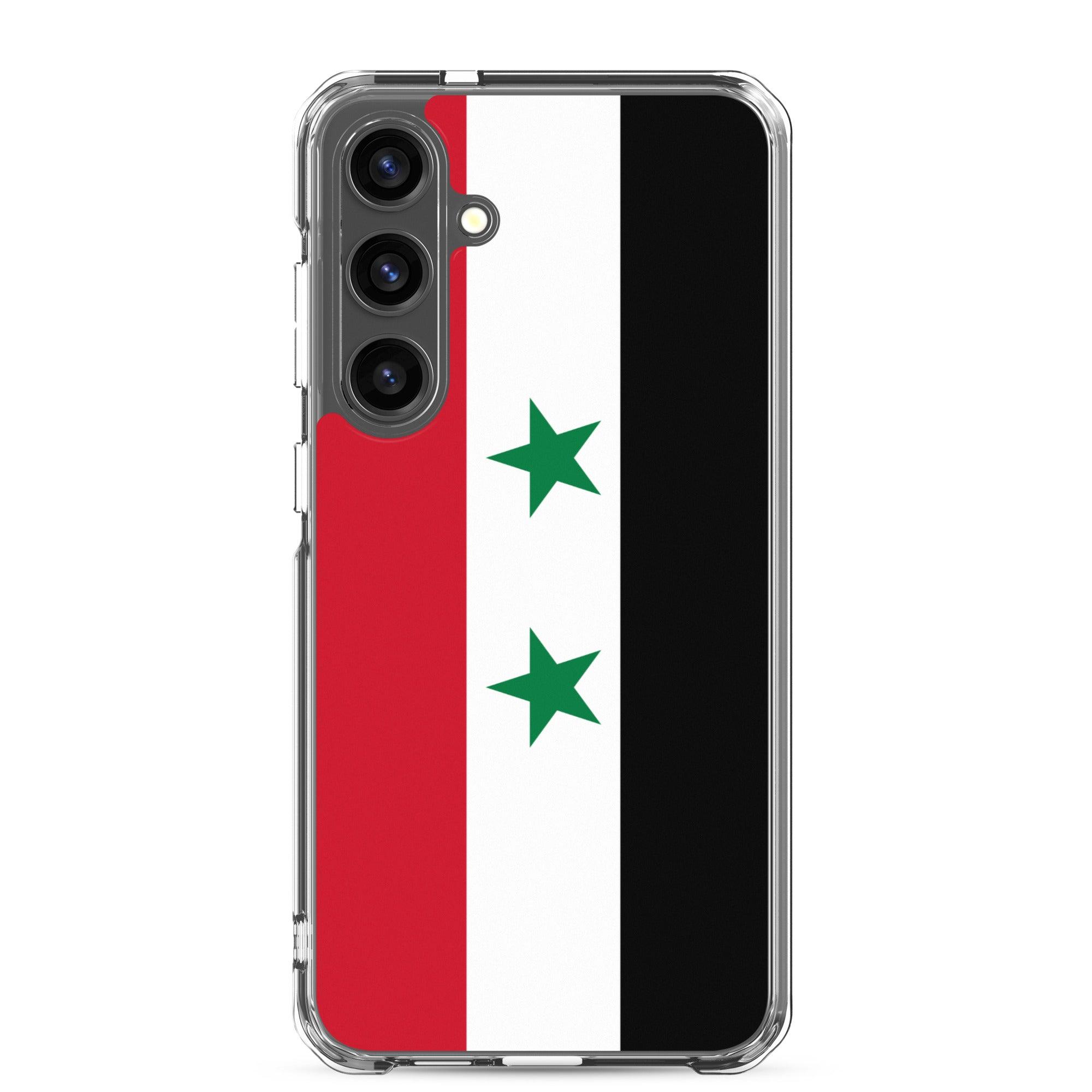 Coque de téléphone avec le drapeau de la Syrie, en TPU, offrant une protection et un design élégant.