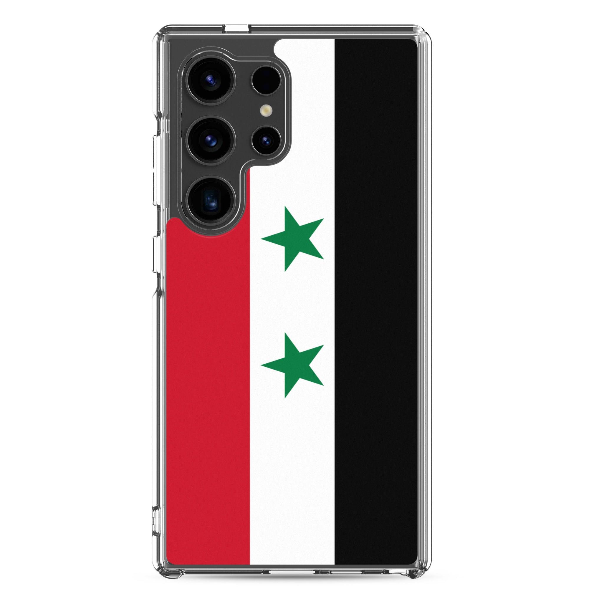 Coque de téléphone avec le drapeau de la Syrie, en TPU, offrant une protection et un design élégant.