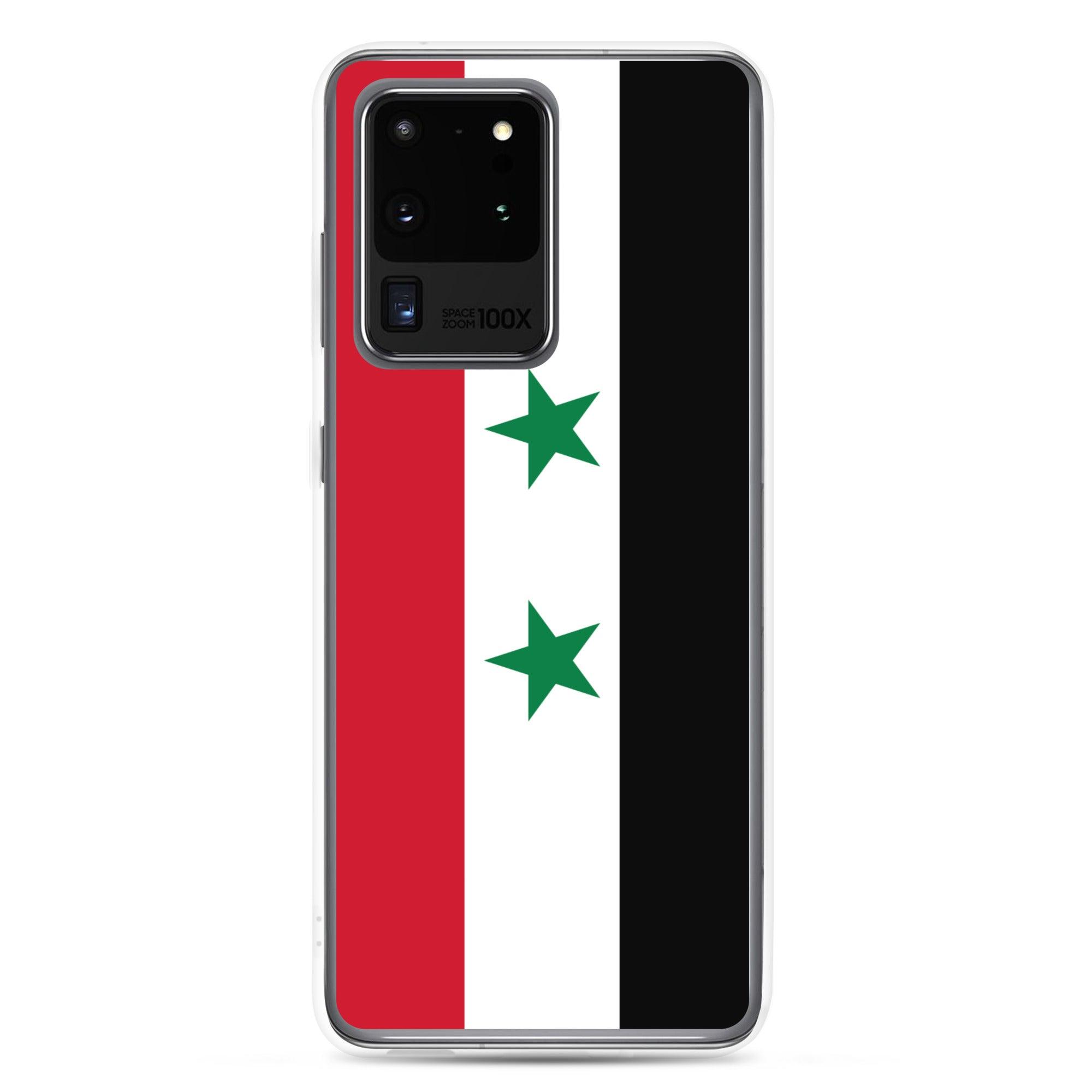 Coque de téléphone avec le drapeau de la Syrie, en TPU, offrant une protection et un design élégant.