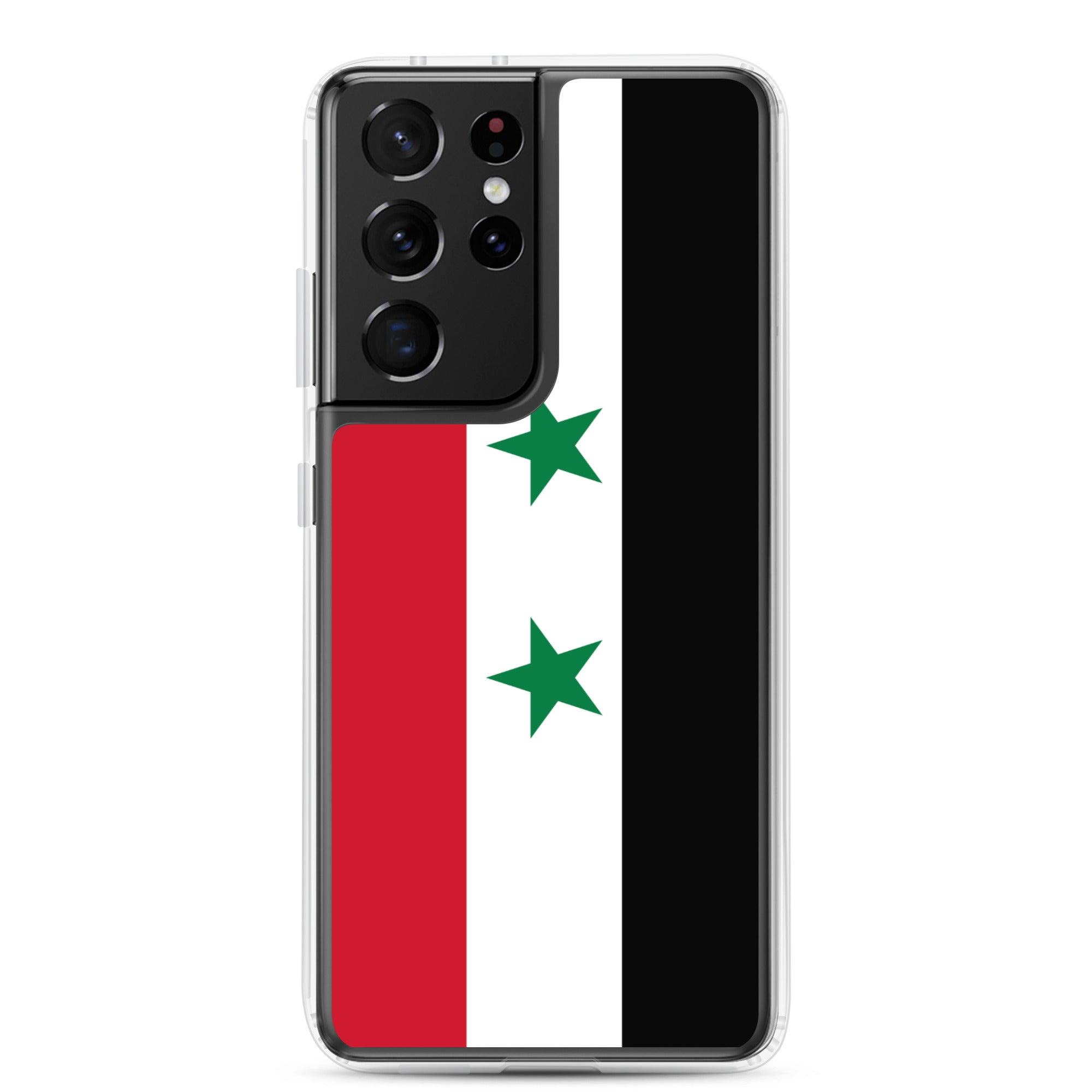 Coque de téléphone avec le drapeau de la Syrie, en TPU, offrant une protection et un design élégant.