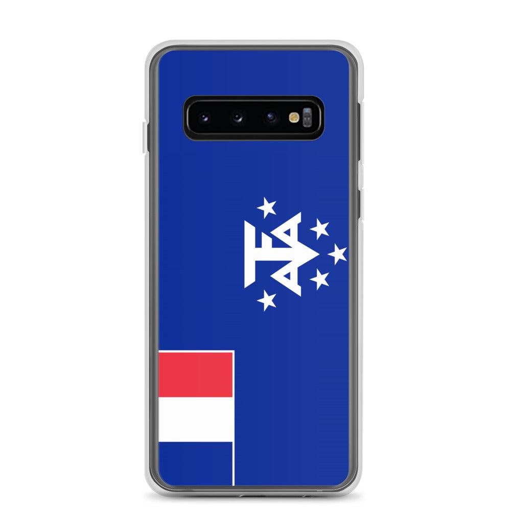 Coque de téléphone avec le drapeau de l'Antarctique française, en TPU flexible et transparent, offrant une protection élégante et durable.