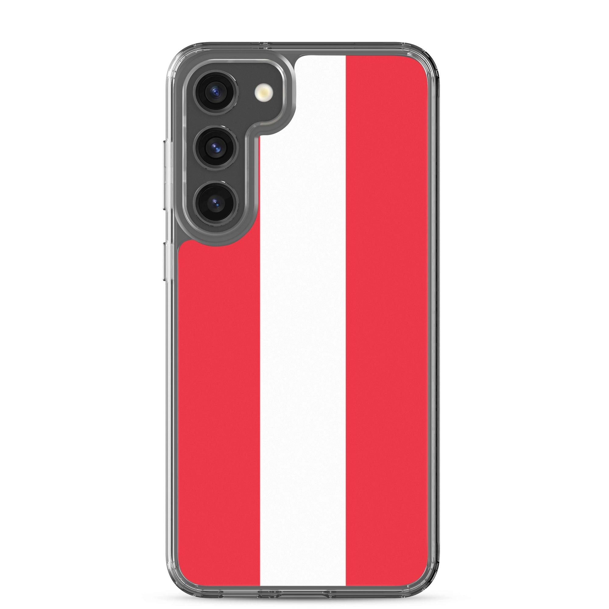 Coque de téléphone avec le drapeau de l'Autriche, fabriquée en TPU, offrant une protection élégante et durable.