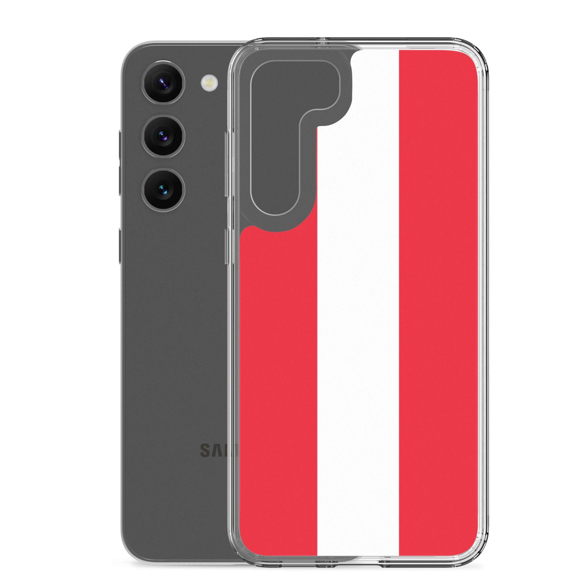 Coque de téléphone avec le drapeau de l'Autriche, fabriquée en TPU, offrant une protection élégante et durable.