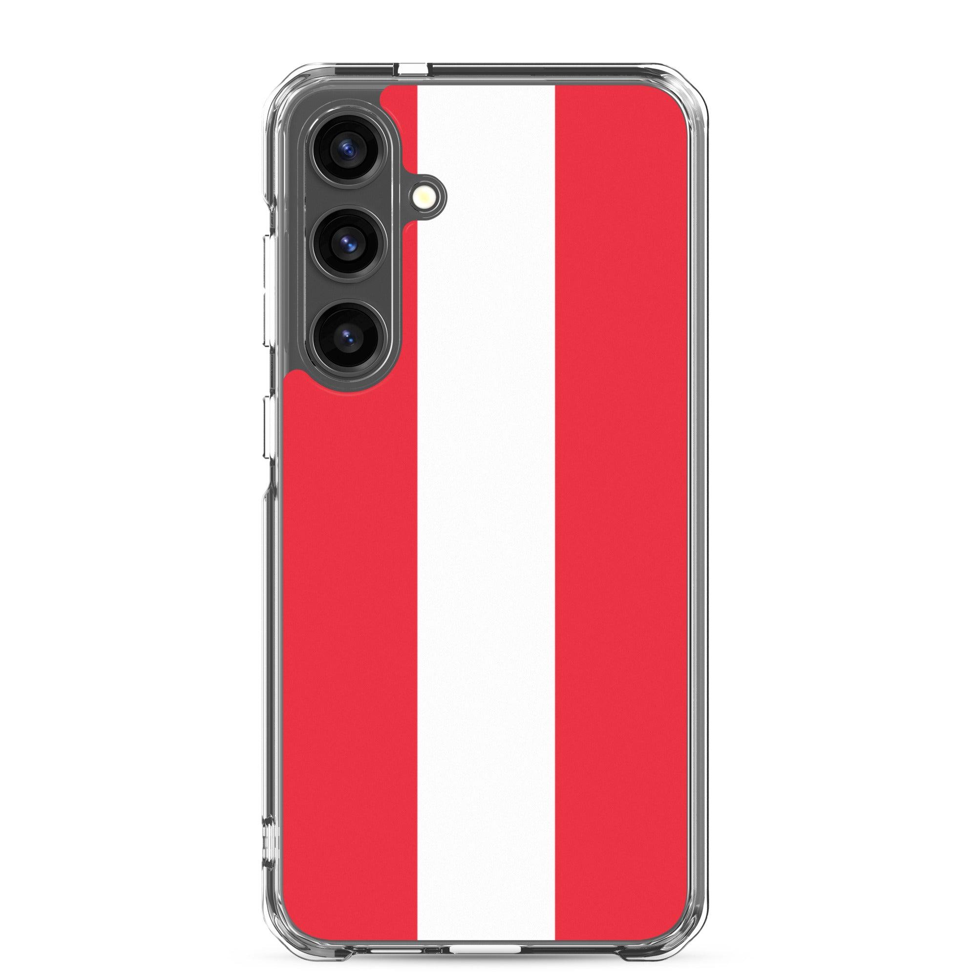 Coque de téléphone avec le drapeau de l'Autriche, fabriquée en TPU, offrant une protection élégante et durable.