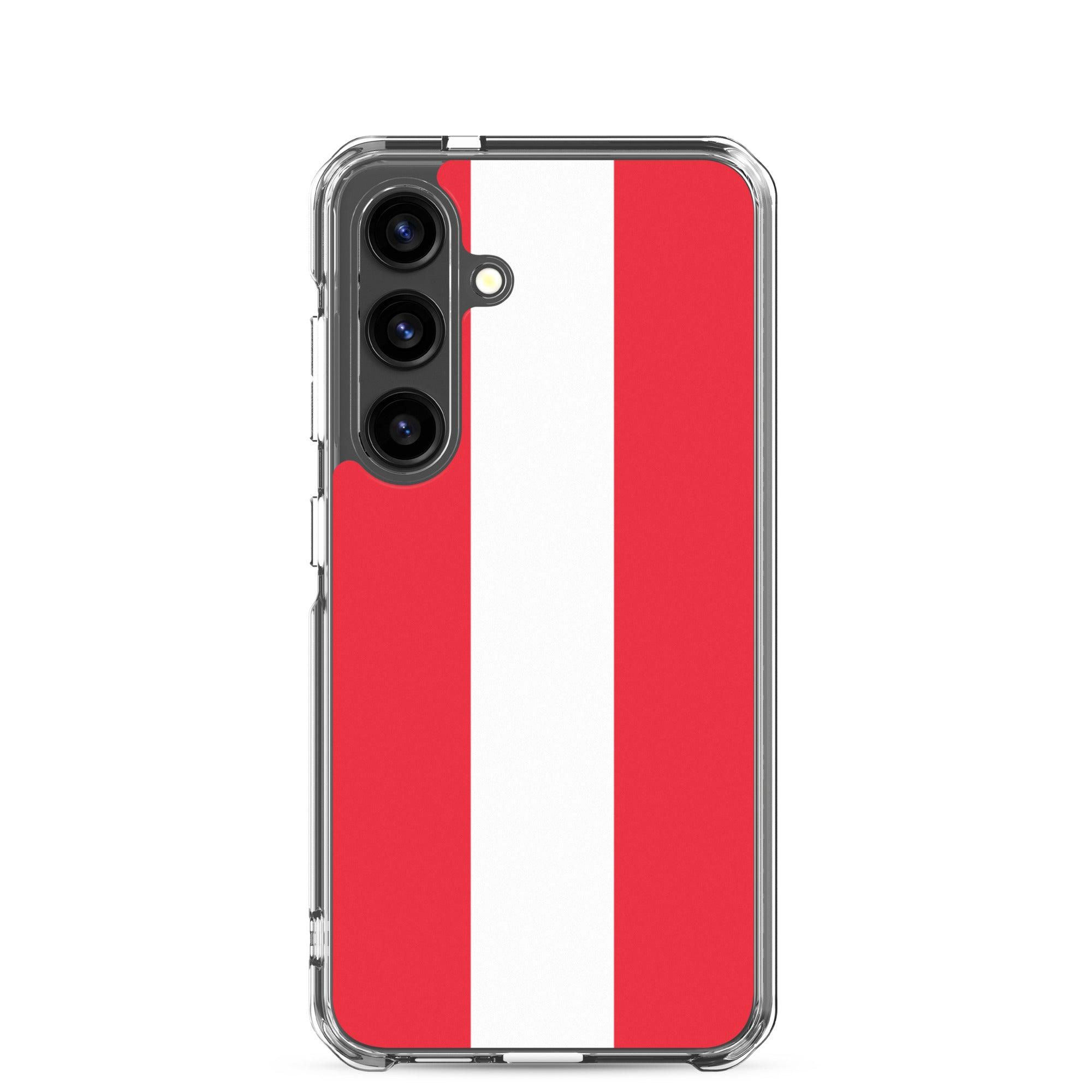 Coque de téléphone avec le drapeau de l'Autriche, fabriquée en TPU, offrant une protection élégante et durable.