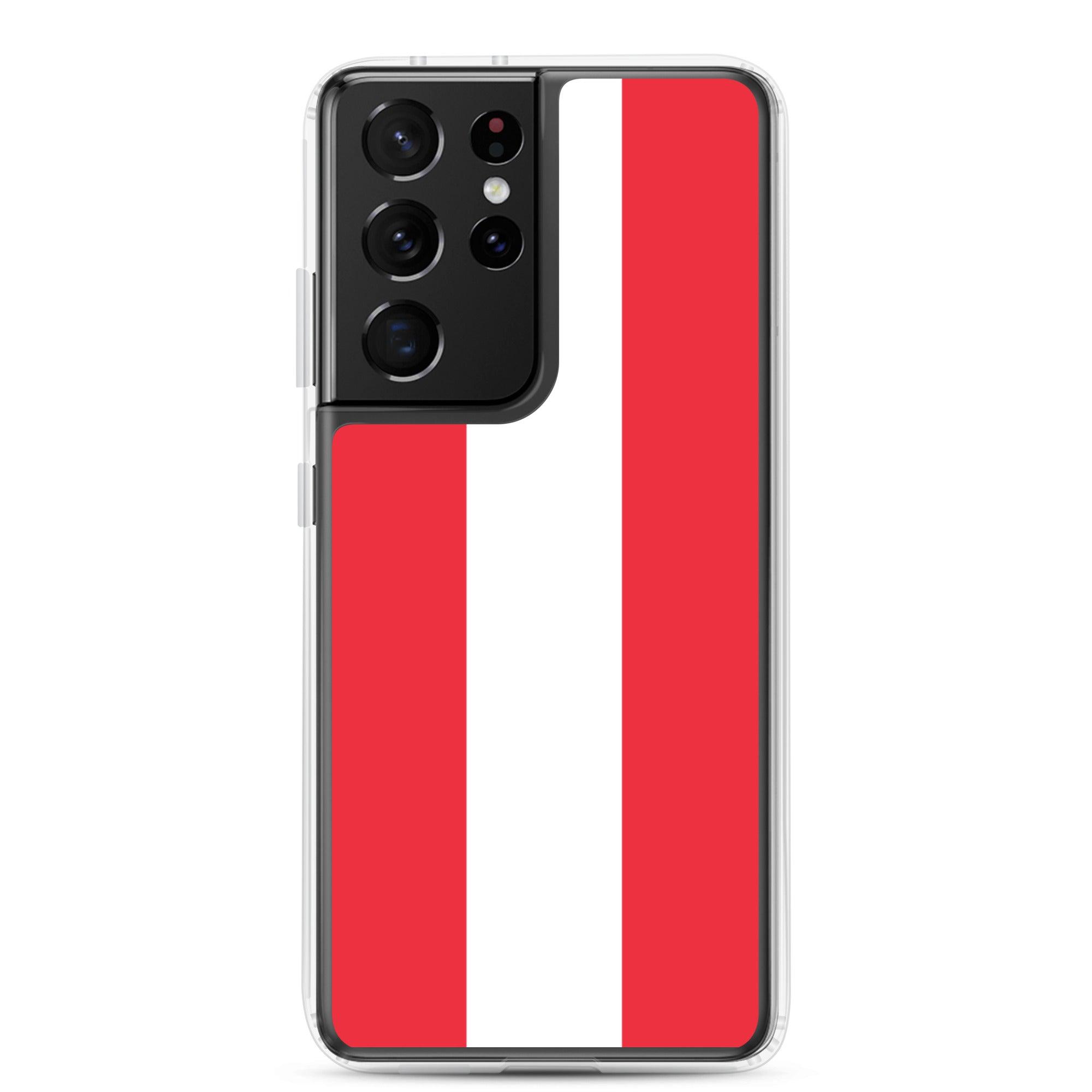 Coque de téléphone avec le drapeau de l'Autriche, fabriquée en TPU, offrant une protection élégante et durable.