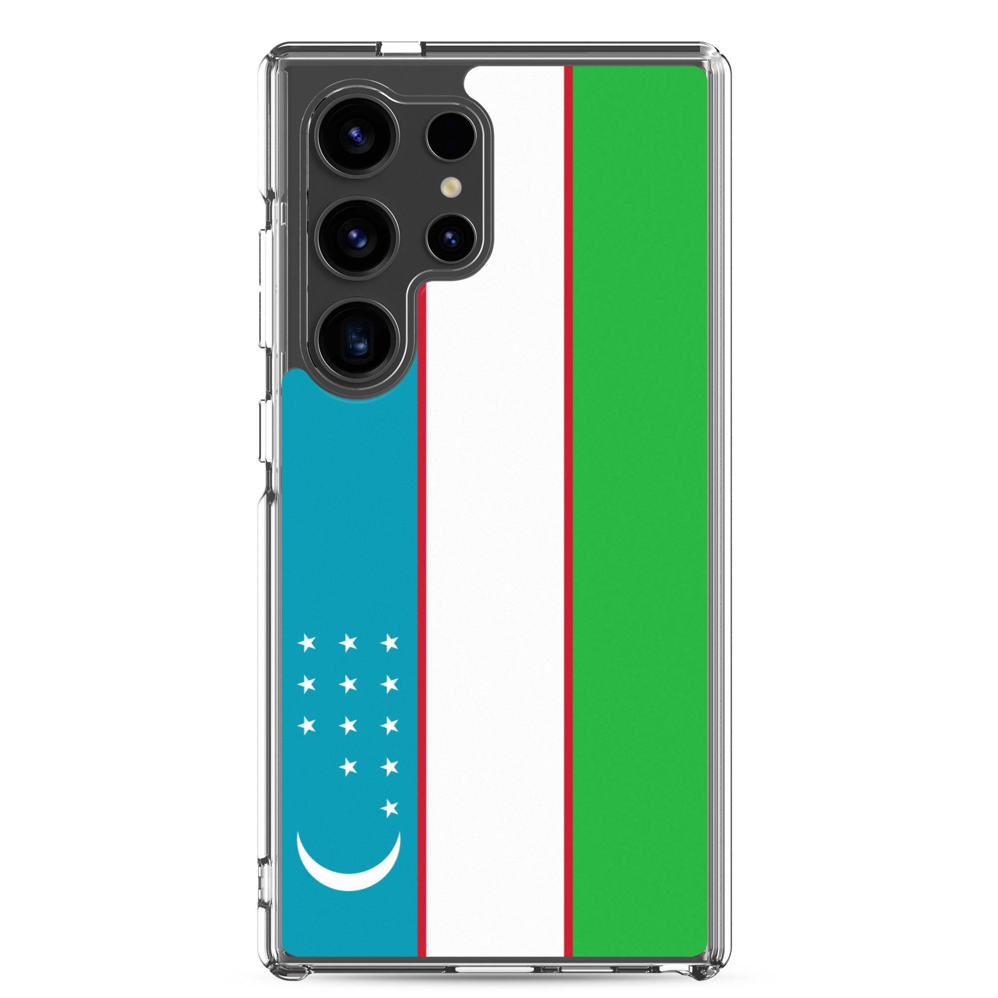 Coque de téléphone avec le drapeau de l'Ouzbékistan, en TPU, offrant une protection élégante et durable.
