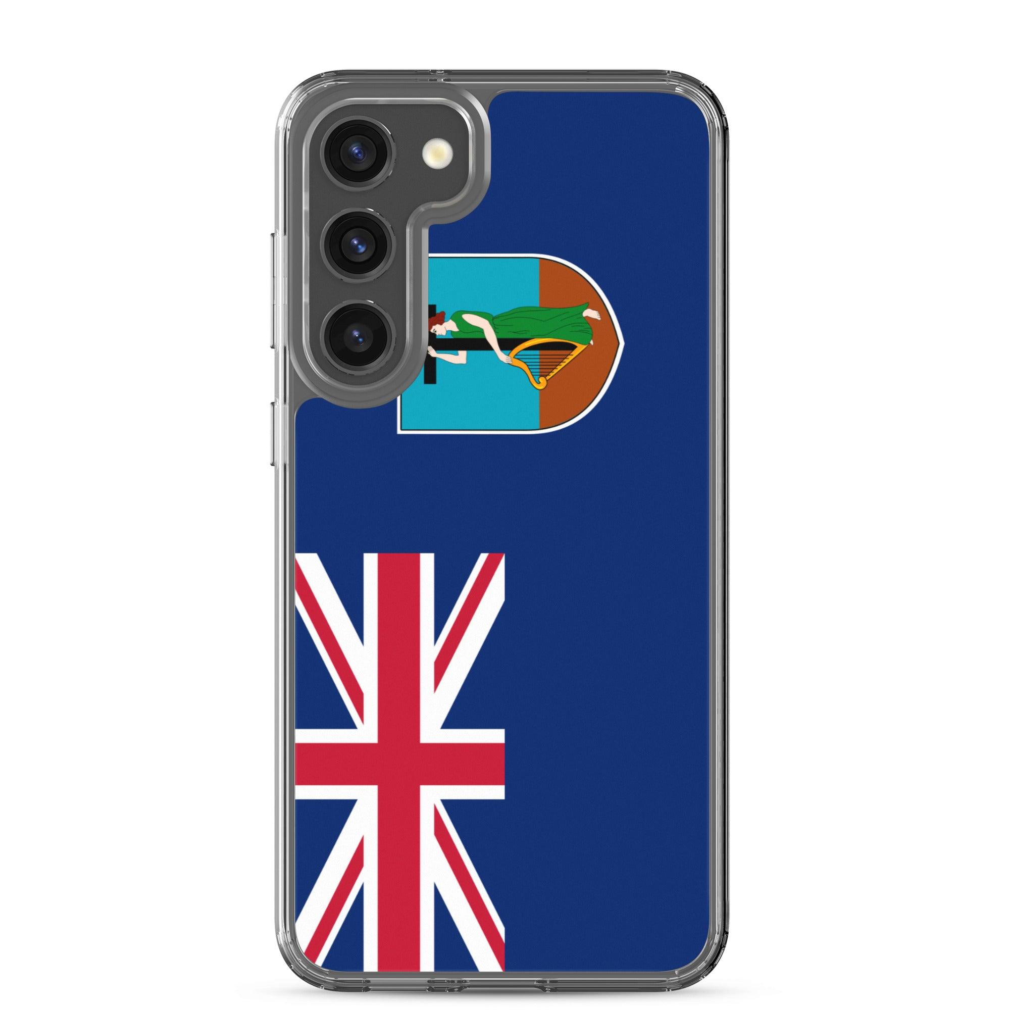 Coque de téléphone avec le drapeau de Montserrat, en TPU flexible, offrant une protection élégante et durable.