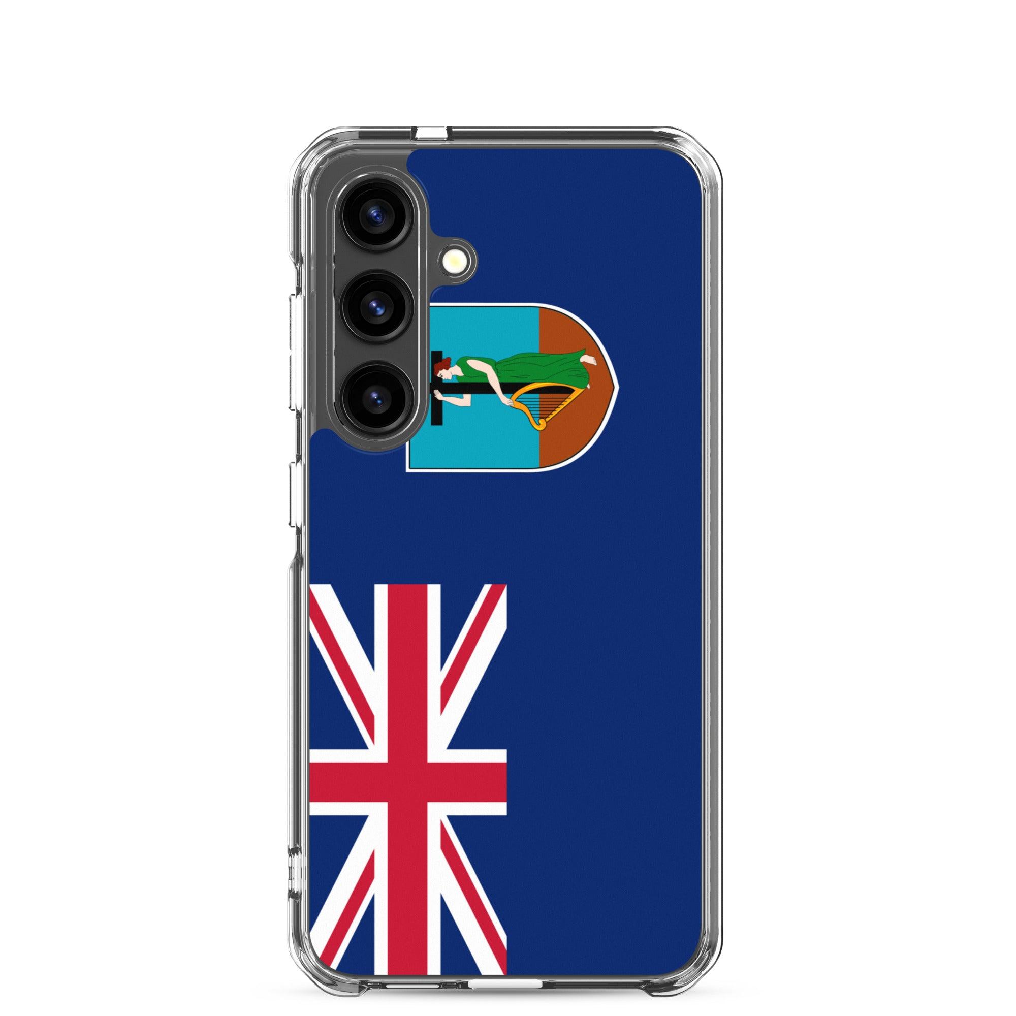 Coque de téléphone avec le drapeau de Montserrat, en TPU flexible, offrant une protection élégante et durable.
