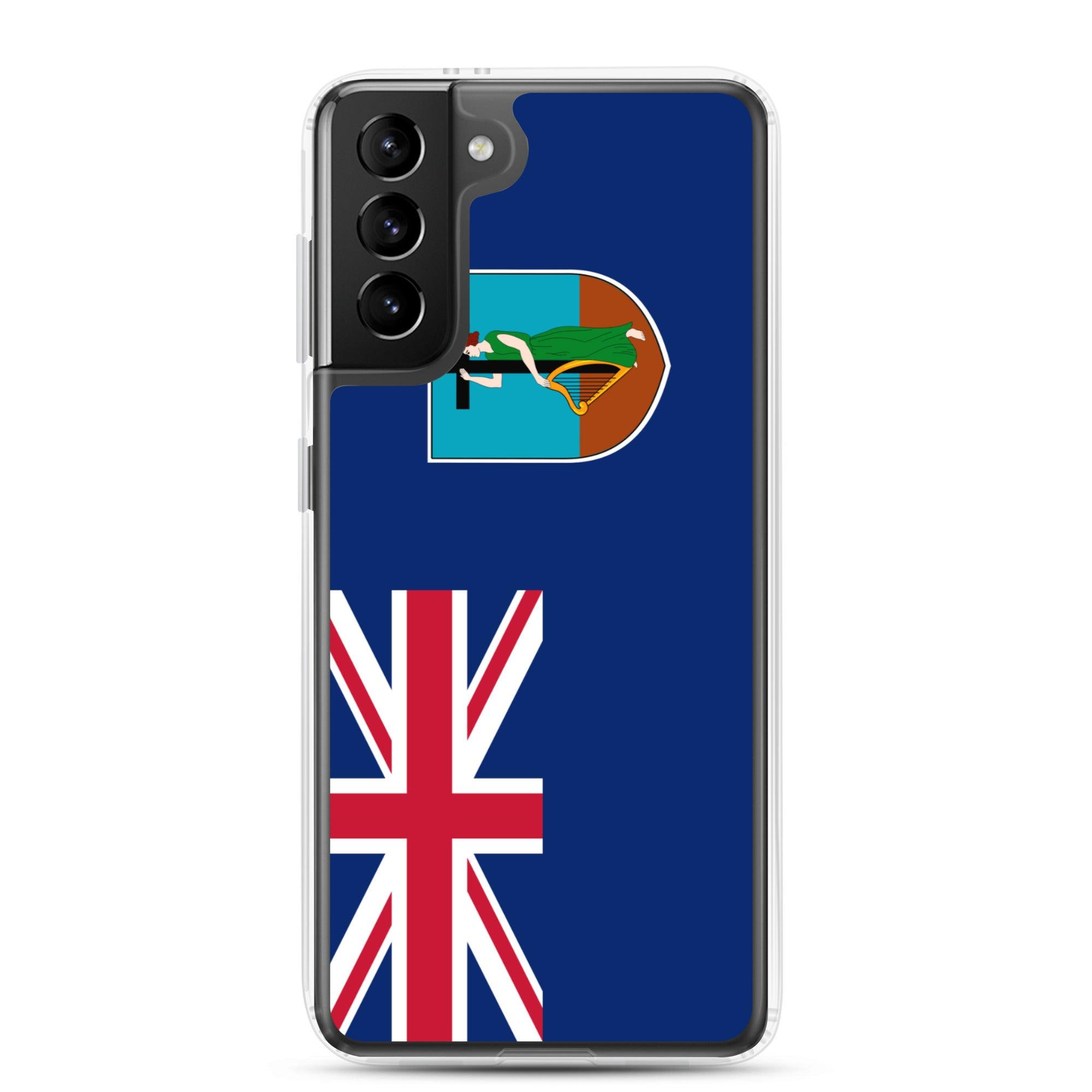 Coque de téléphone avec le drapeau de Montserrat, en TPU flexible, offrant une protection élégante et durable.