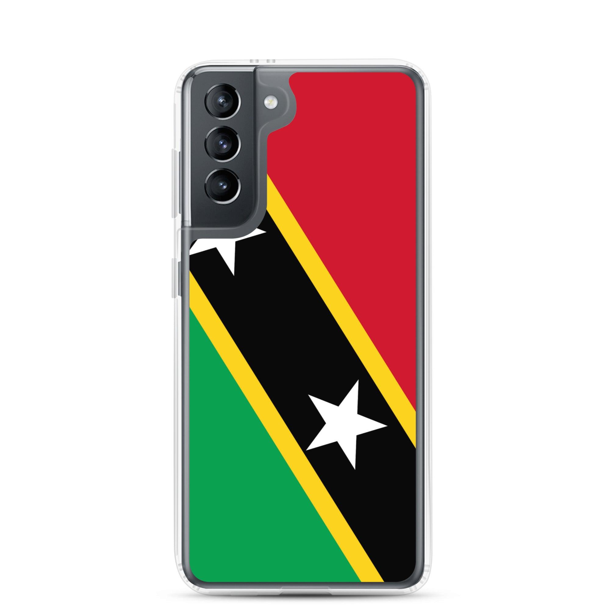 Coque de téléphone avec le drapeau de Saint-Christophe-et-Niévès, en TPU flexible, offrant une protection élégante et durable.