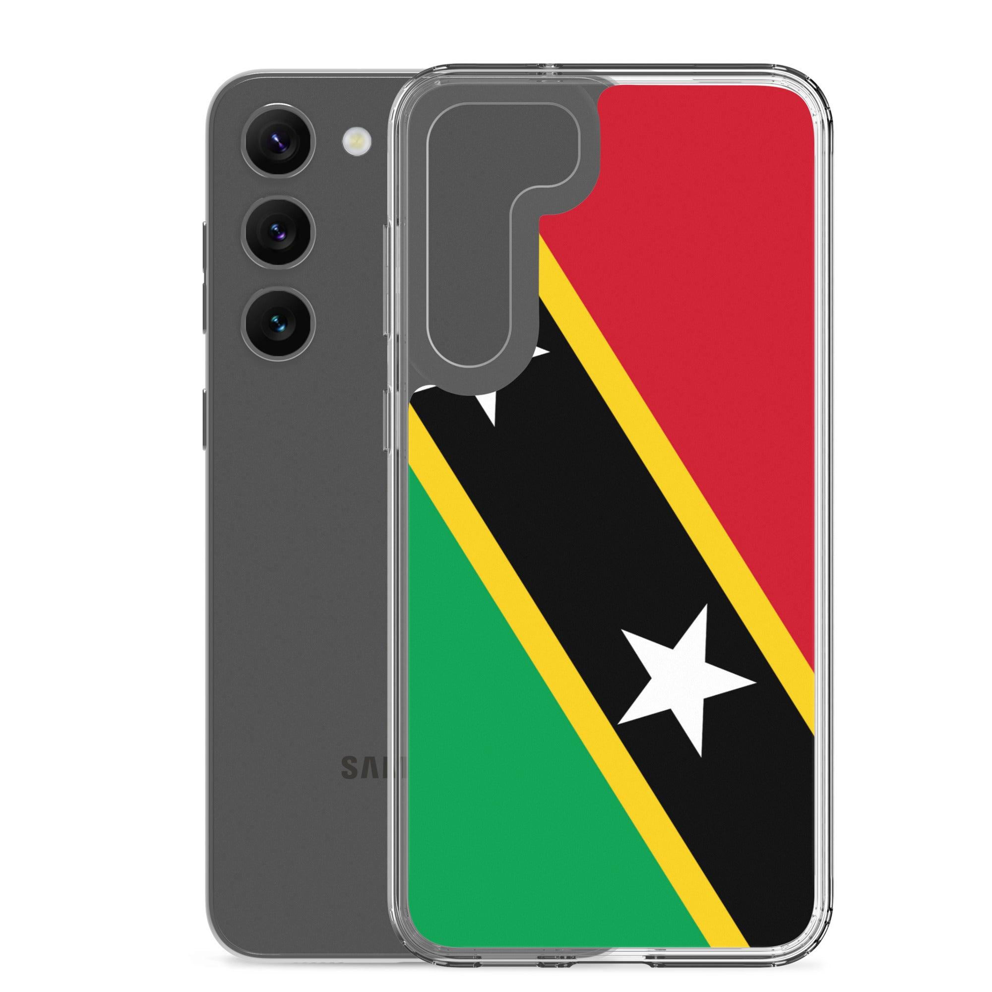 Coque de téléphone avec le drapeau de Saint-Christophe-et-Niévès, en TPU flexible, offrant une protection élégante et durable.