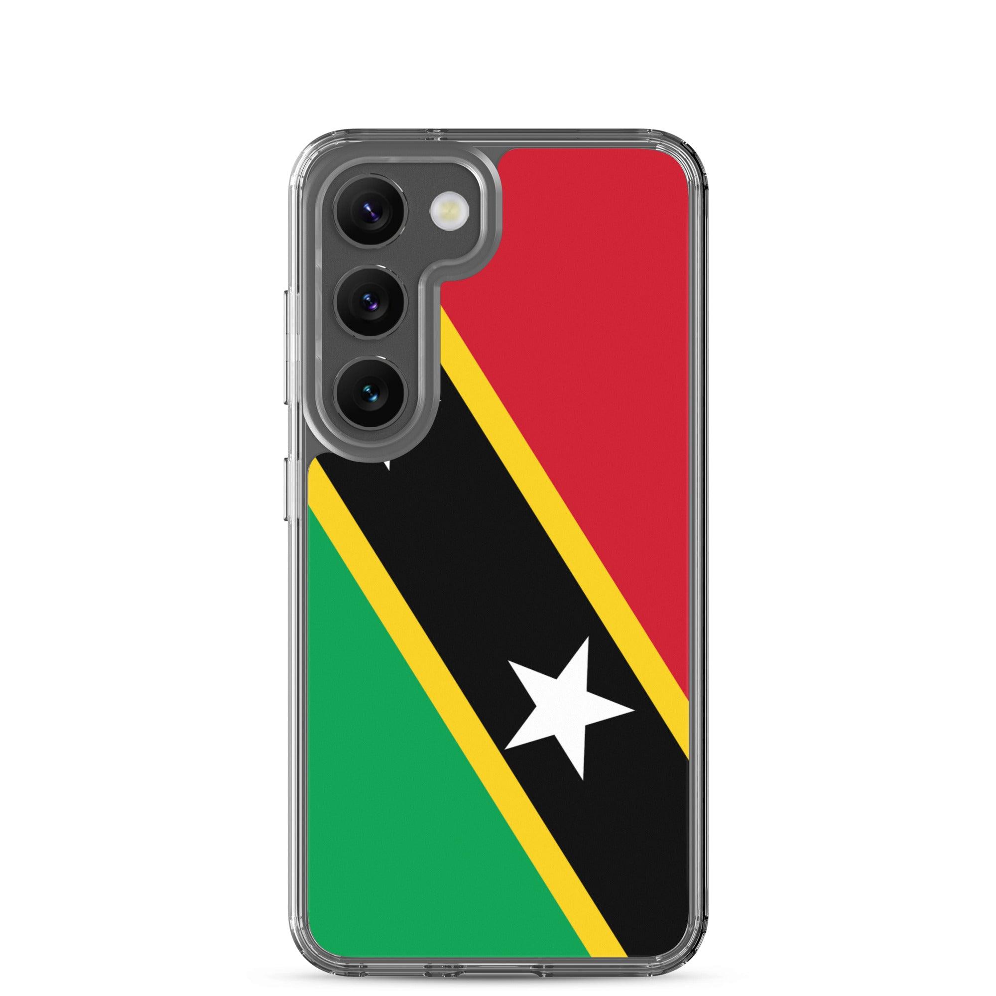 Coque de téléphone avec le drapeau de Saint-Christophe-et-Niévès, en TPU flexible, offrant une protection élégante et durable.