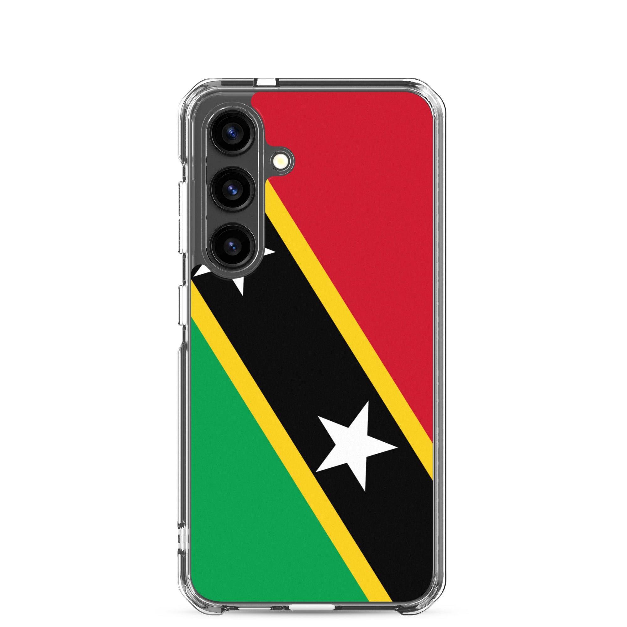 Coque de téléphone avec le drapeau de Saint-Christophe-et-Niévès, en TPU flexible, offrant une protection élégante et durable.