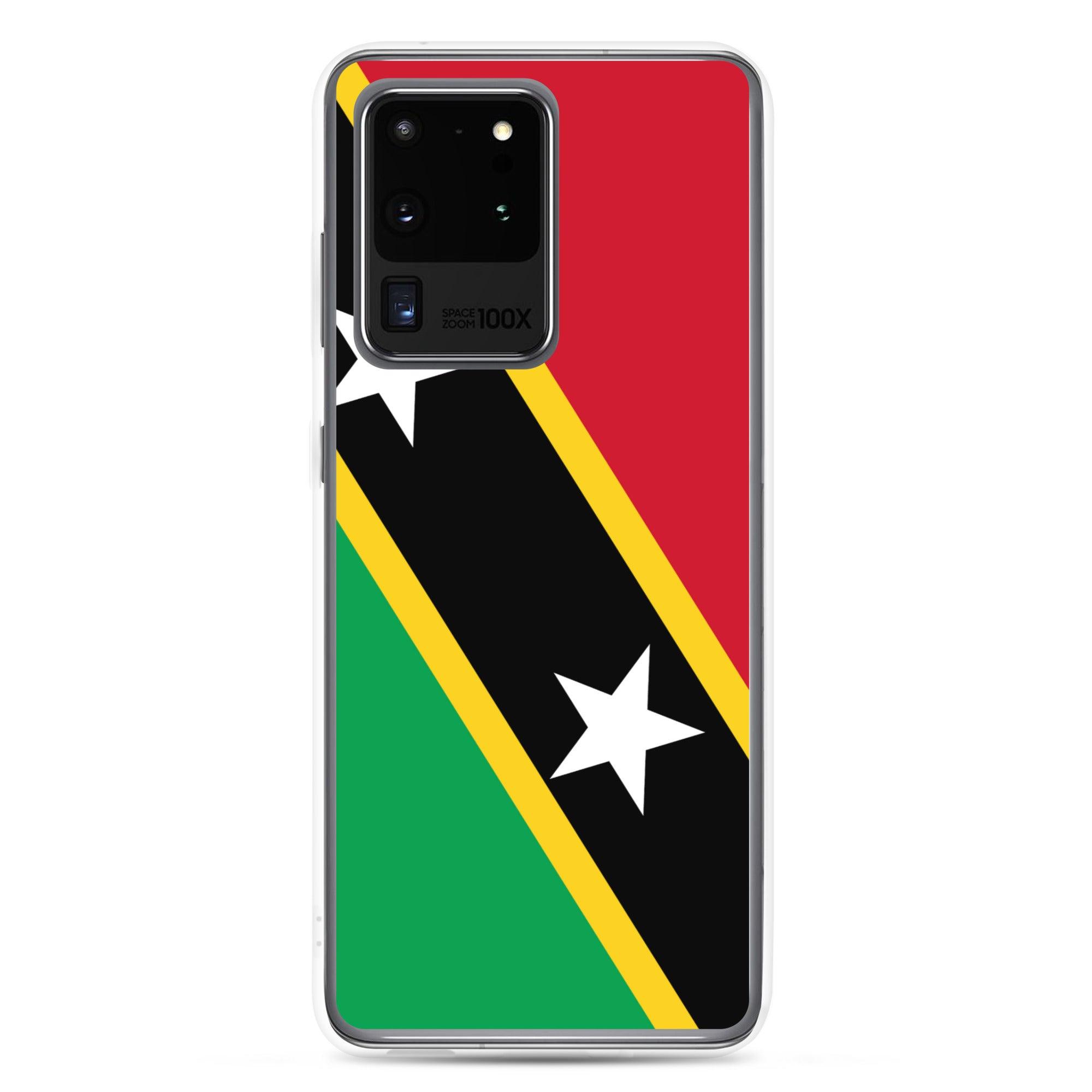 Coque de téléphone avec le drapeau de Saint-Christophe-et-Niévès, en TPU flexible, offrant une protection élégante et durable.