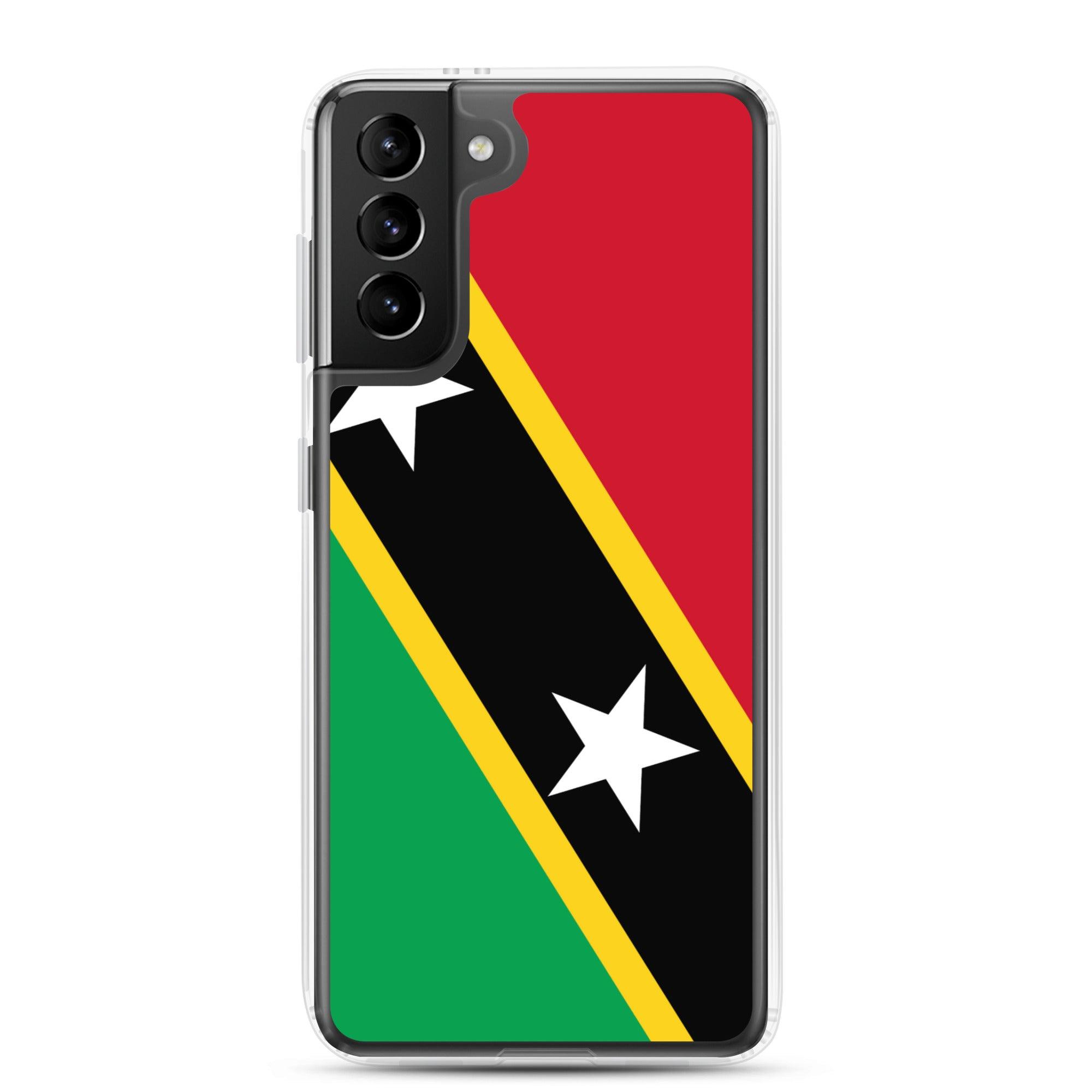 Coque de téléphone avec le drapeau de Saint-Christophe-et-Niévès, en TPU flexible, offrant une protection élégante et durable.