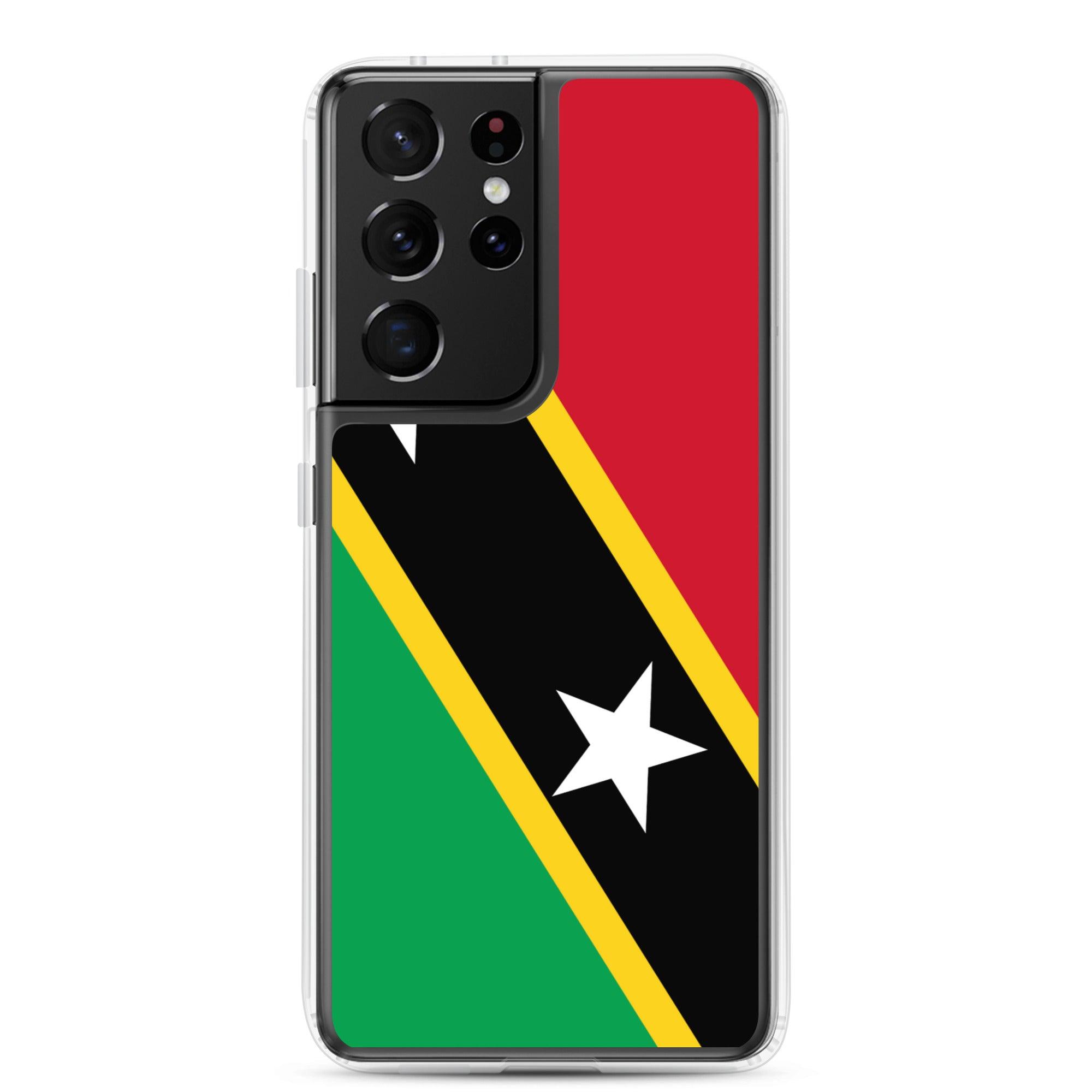 Coque de téléphone avec le drapeau de Saint-Christophe-et-Niévès, en TPU flexible, offrant une protection élégante et durable.