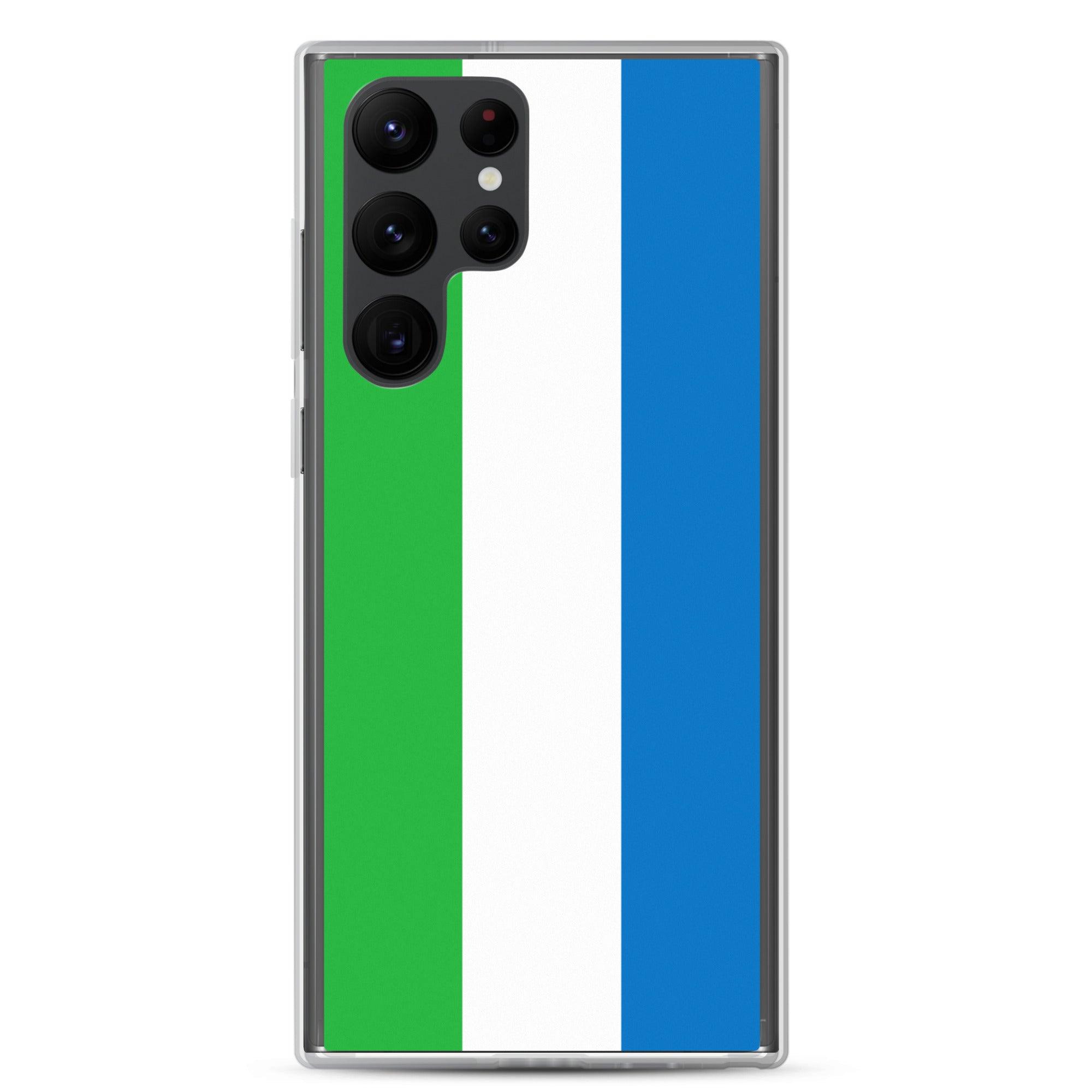 Coque de téléphone avec le drapeau de la Sierra Leone, en TPU, offrant une protection et un design élégant.