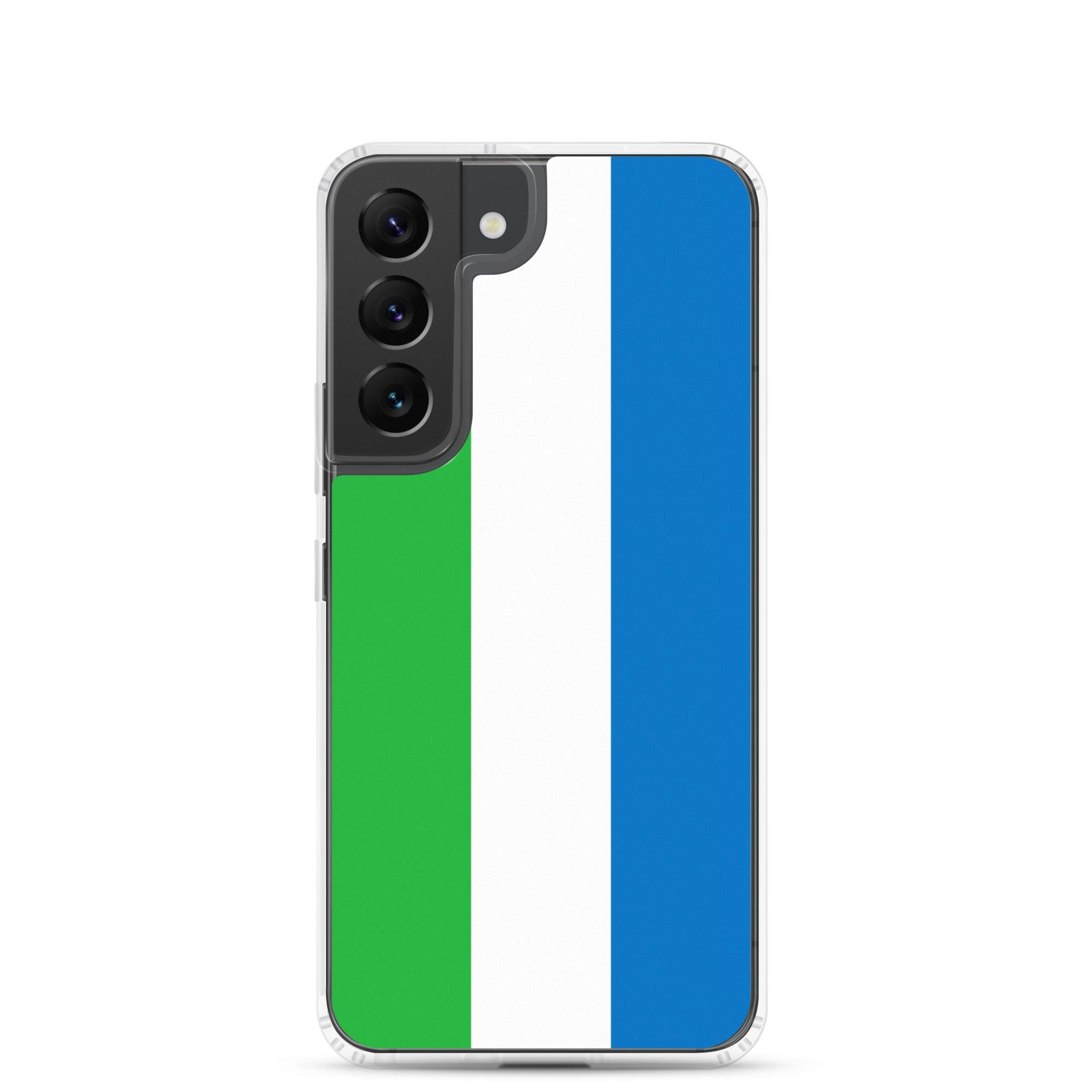 Coque de téléphone avec le drapeau de la Sierra Leone, en TPU, offrant une protection et un design élégant.