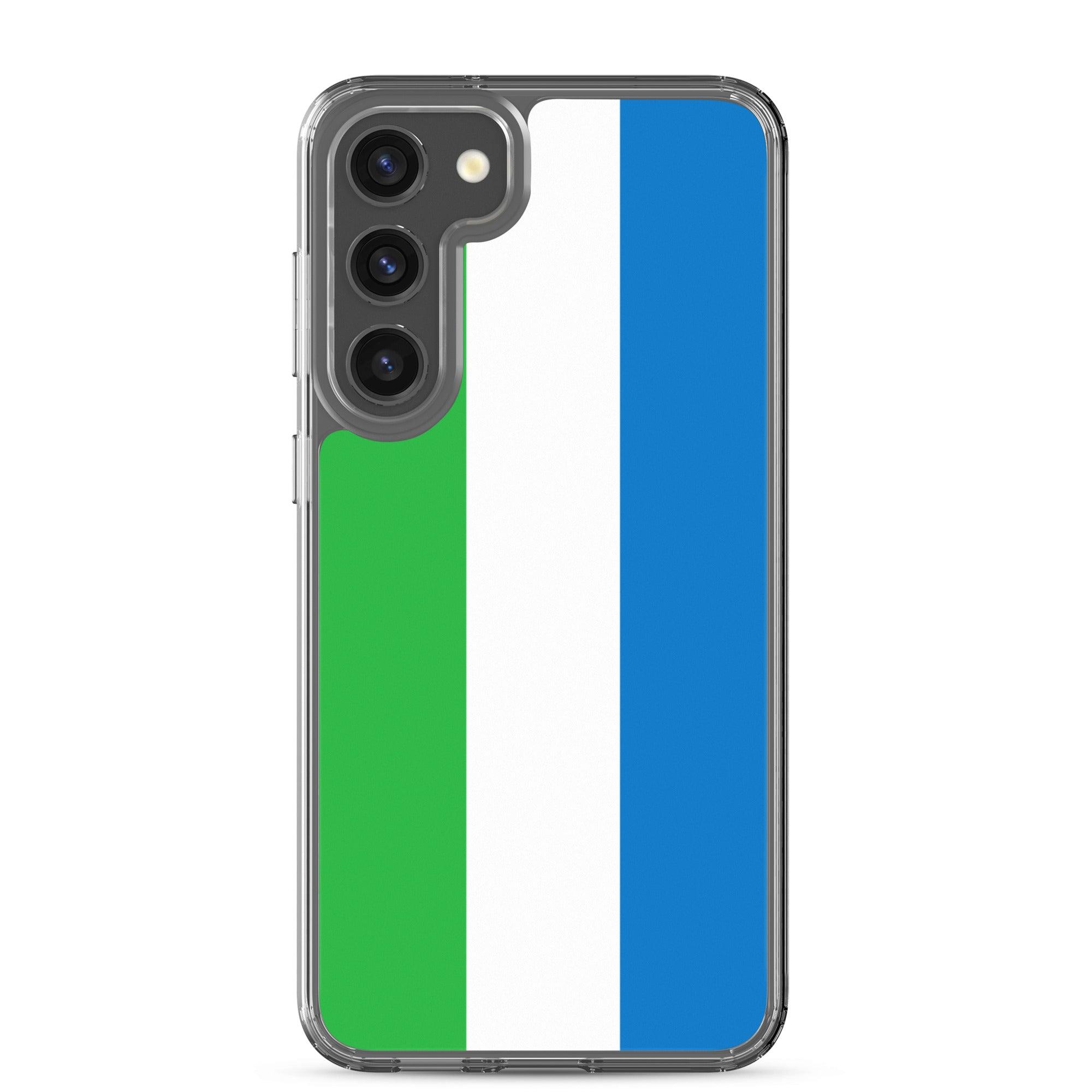 Coque de téléphone avec le drapeau de la Sierra Leone, en TPU, offrant une protection et un design élégant.