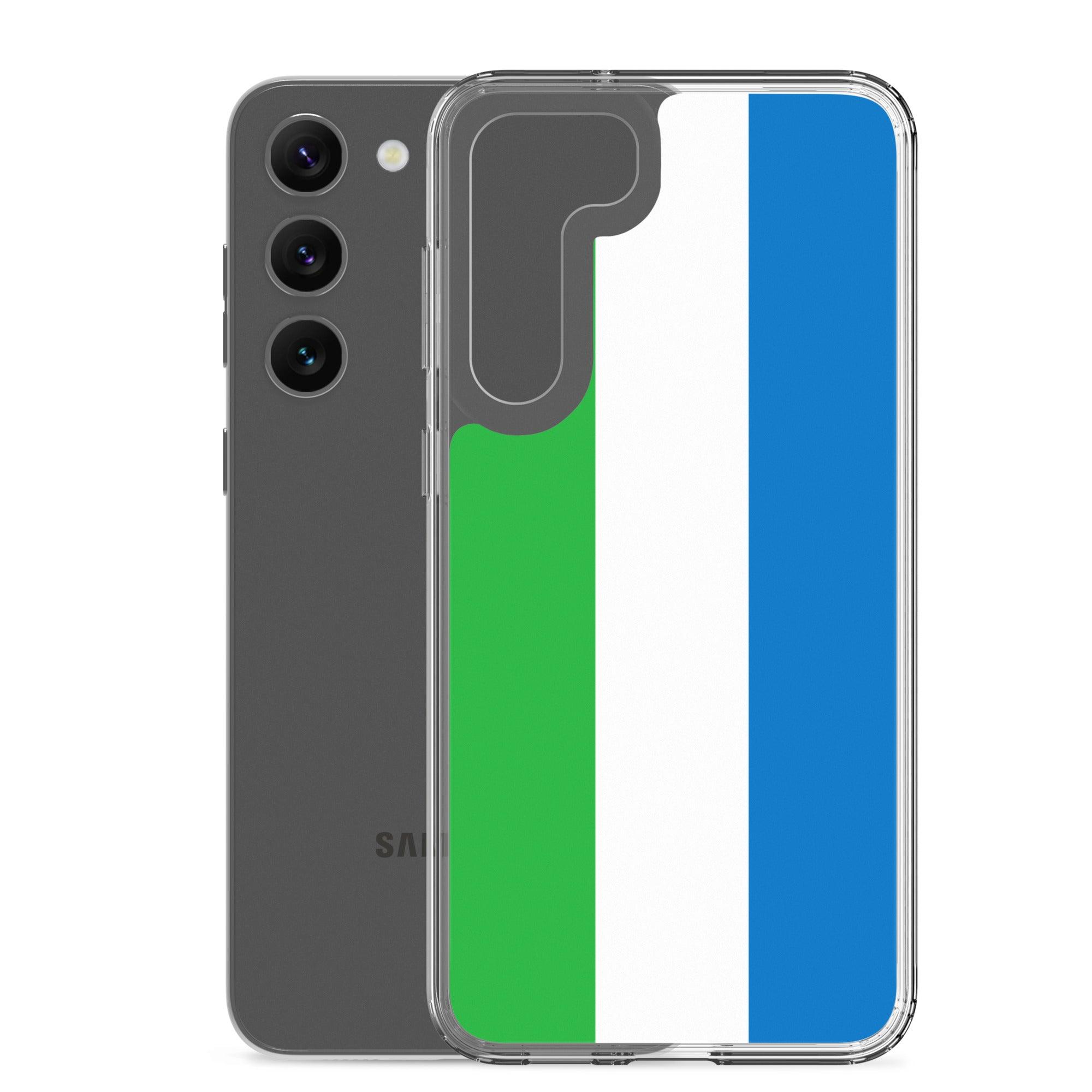 Coque de téléphone avec le drapeau de la Sierra Leone, en TPU, offrant une protection et un design élégant.