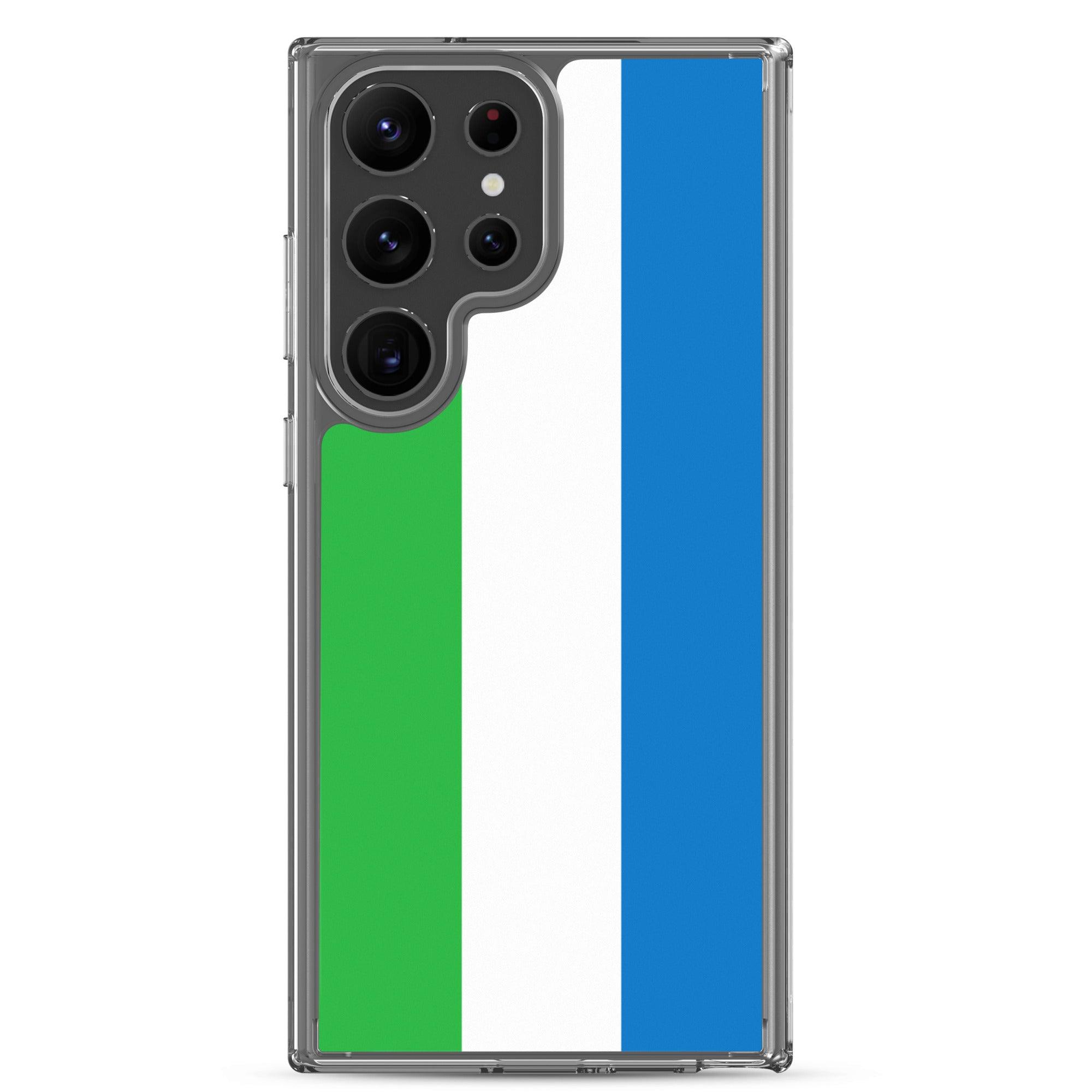 Coque de téléphone avec le drapeau de la Sierra Leone, en TPU, offrant une protection et un design élégant.