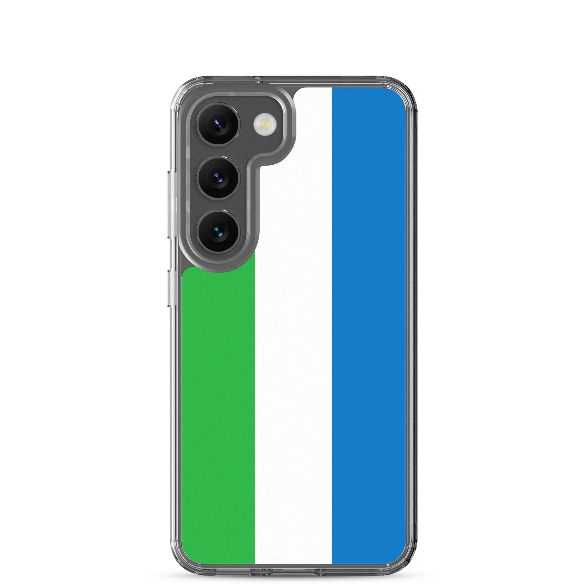 Coque de téléphone avec le drapeau de la Sierra Leone, en TPU, offrant une protection et un design élégant.