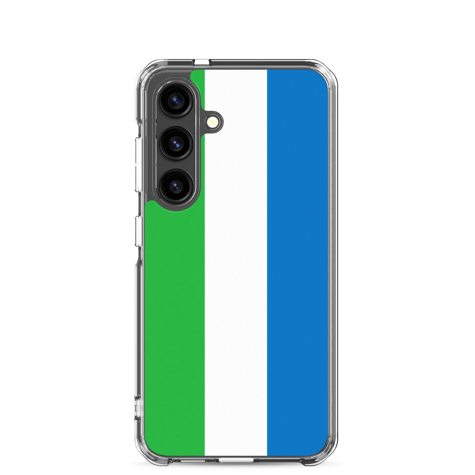 Coque de téléphone avec le drapeau de la Sierra Leone, en TPU, offrant une protection et un design élégant.