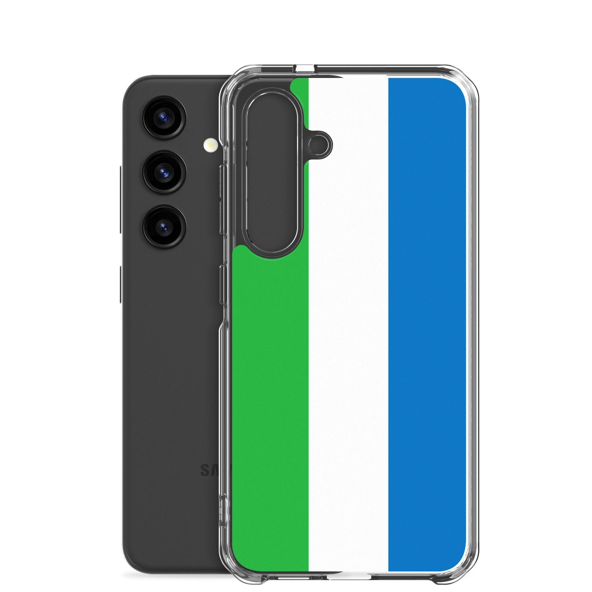 Coque de téléphone avec le drapeau de la Sierra Leone, en TPU, offrant une protection et un design élégant.